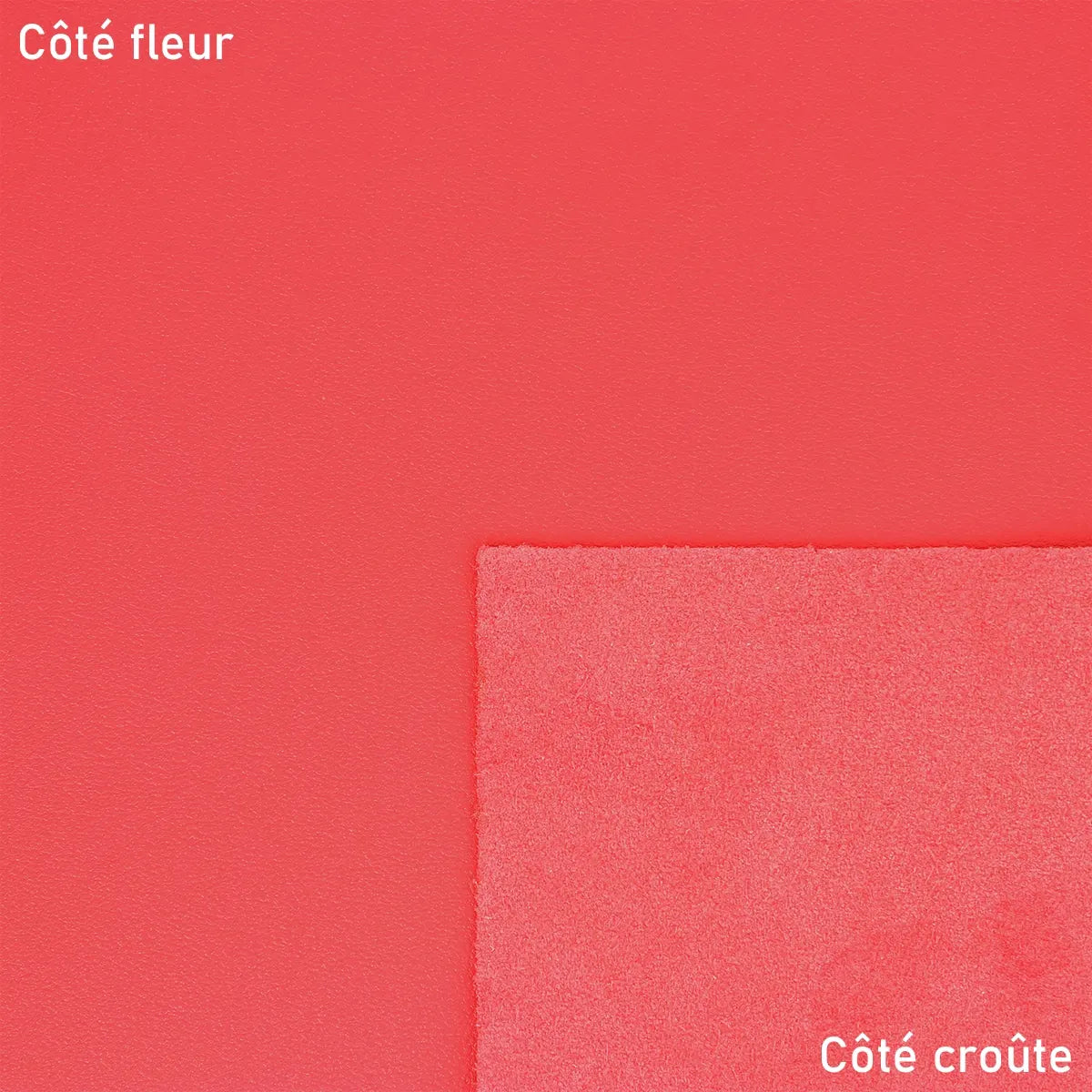 Cuir de vachette lisse légèrement grainé rose rouge