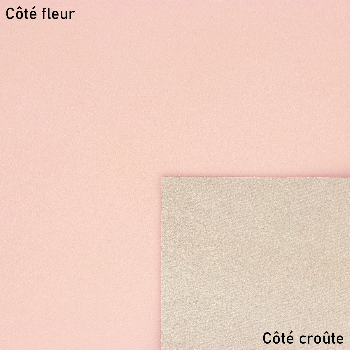 Peau de cuir d'agneau nappa rose poudré. Cuir lisse, très souple et fin idéal pour la création de sac, pochette, vêtement, chausson, décoration...