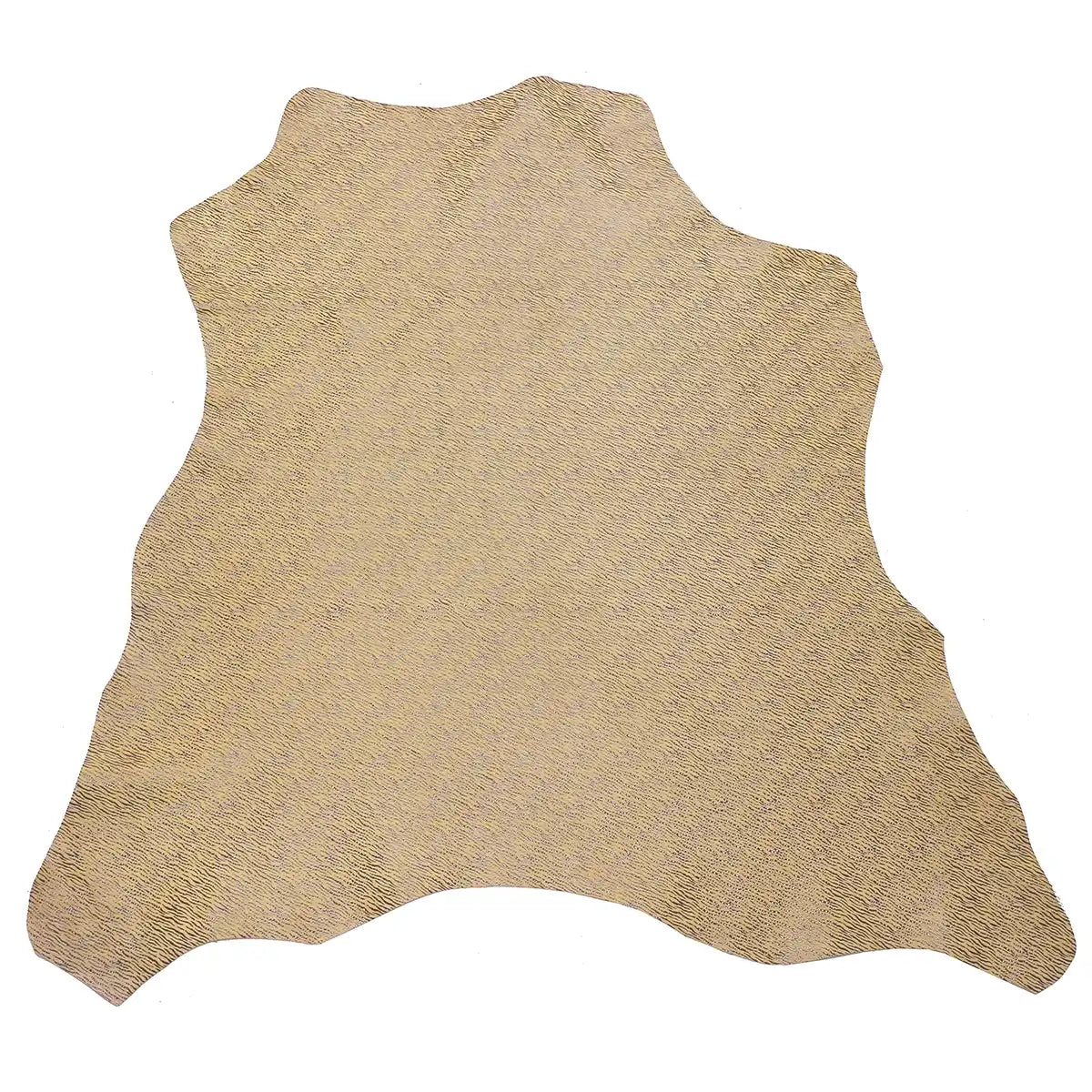 Peau entière en cuir de chèvre velours couleur sable et son motif à rayures noires.