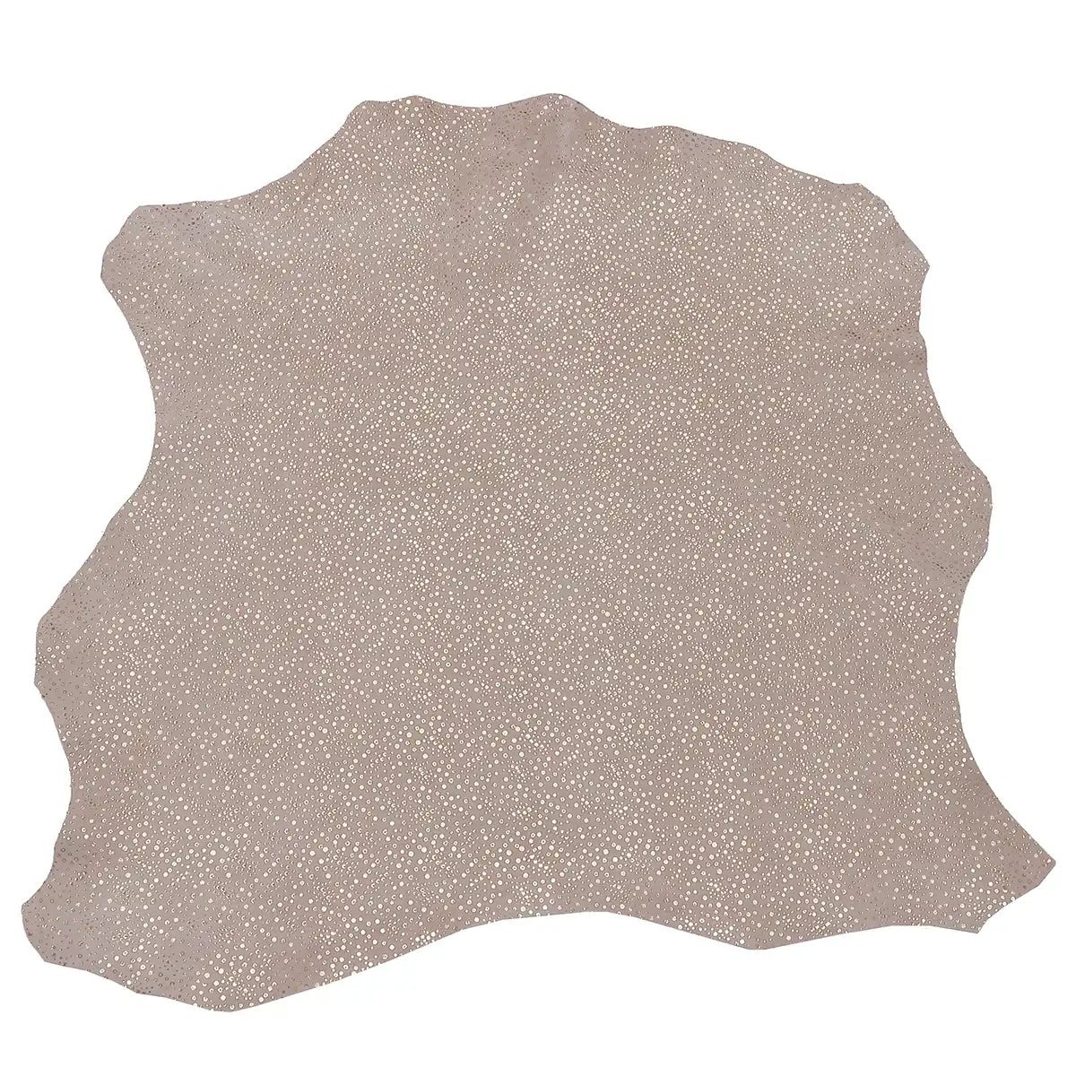 Peau entière en cuir de chèvre velours beige taupe avec impression de bulles multiformes rose gold