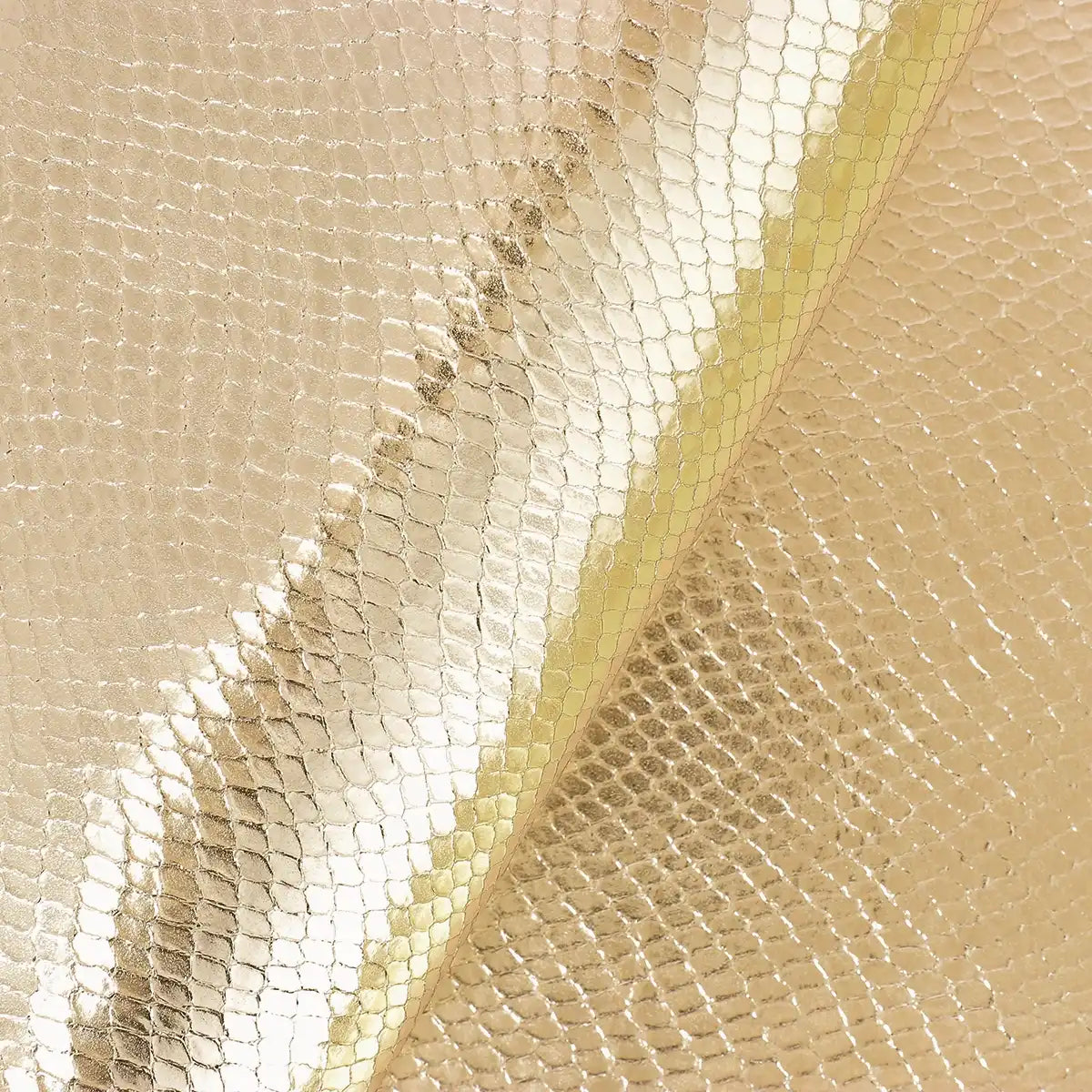 Cuir miroir reptile doré pour créations contemporaines