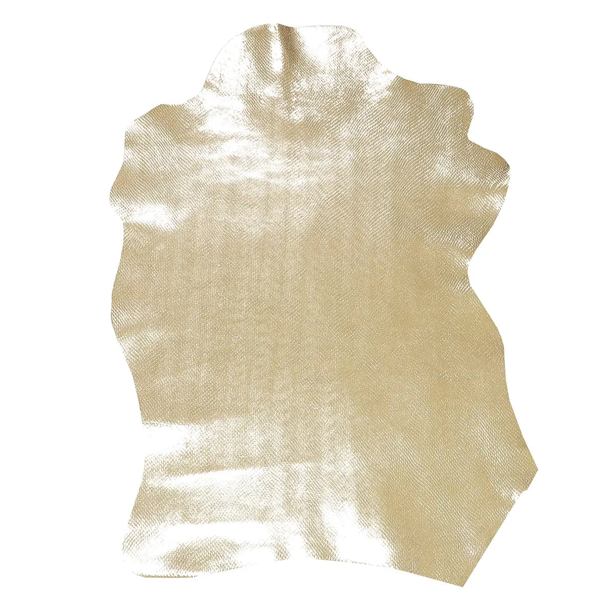 Peau entière en cuir de chèvre velours effet miroir reptile doré