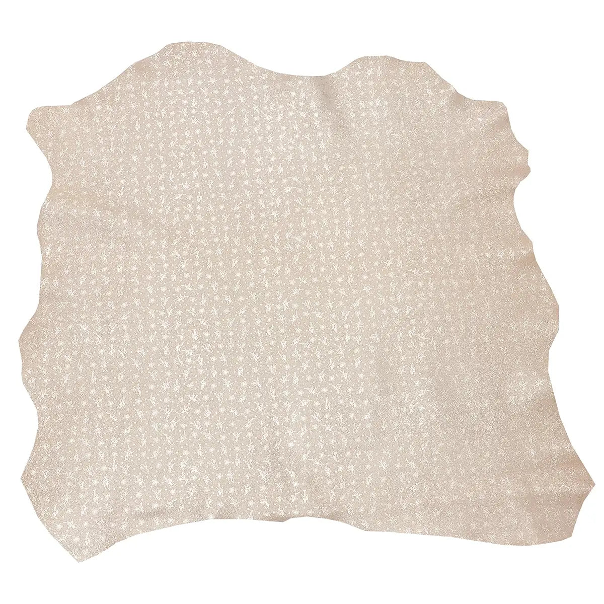 Peau entière en cuir de chèvre velours couleur beige lin motif fées dorées.