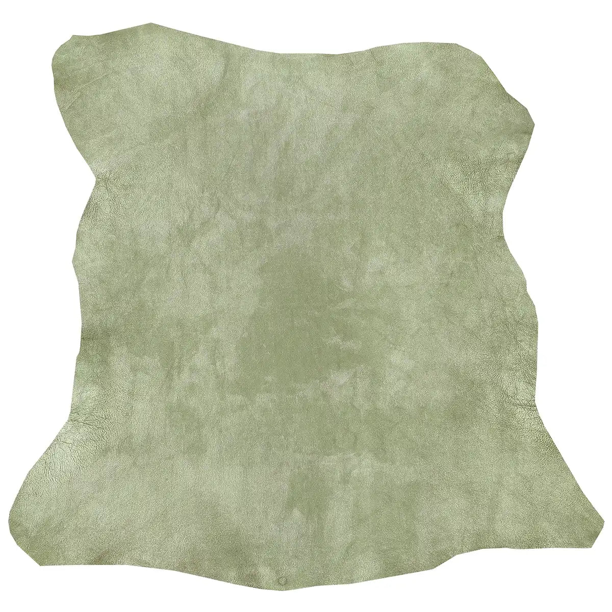 Peau entière en cuir d'agneau métallisé vert menthe.