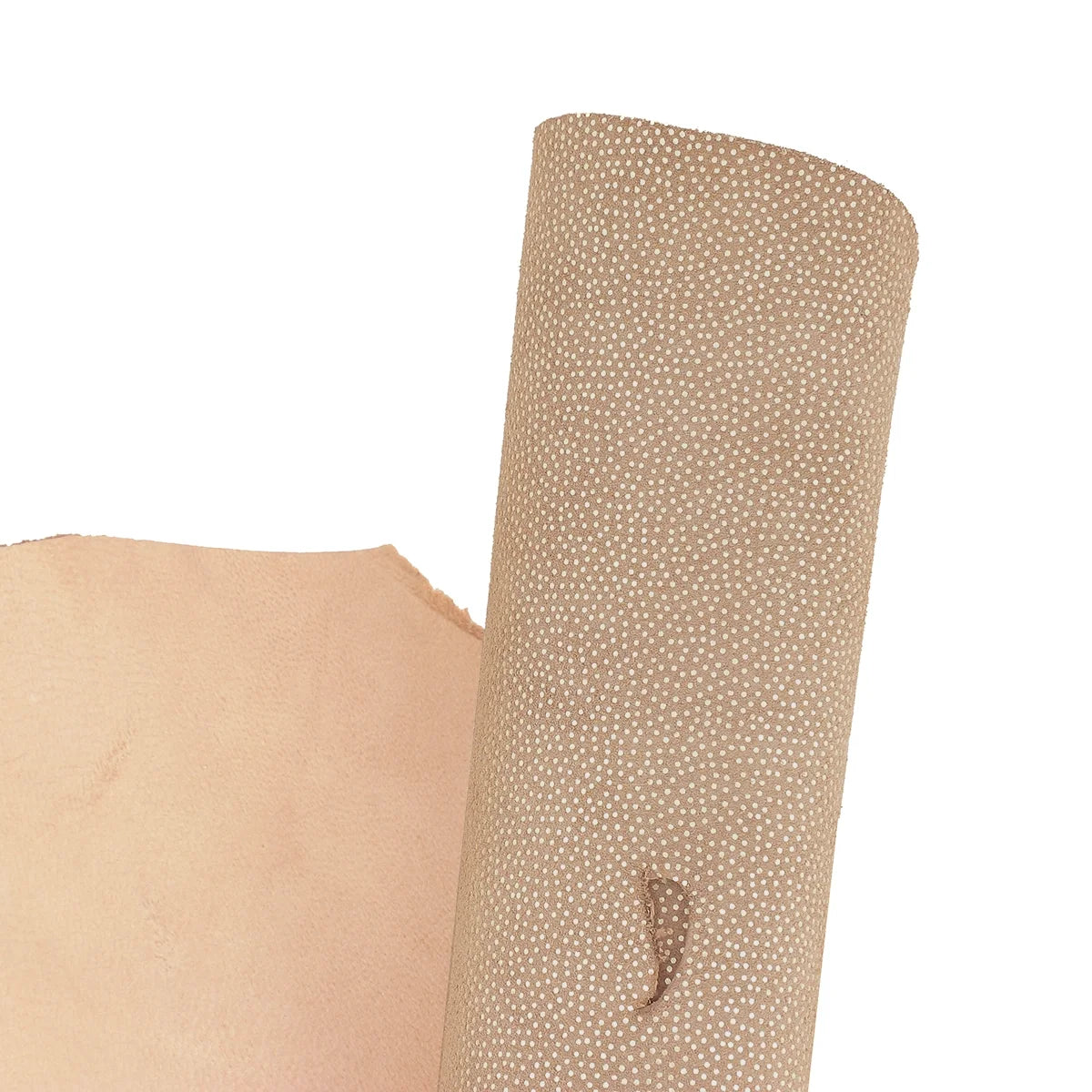 Cuir de chèvre velours beige pointillés dorés. Cuir 2ème choix à petit prix idéal pour réaliser des prototypes, tests...