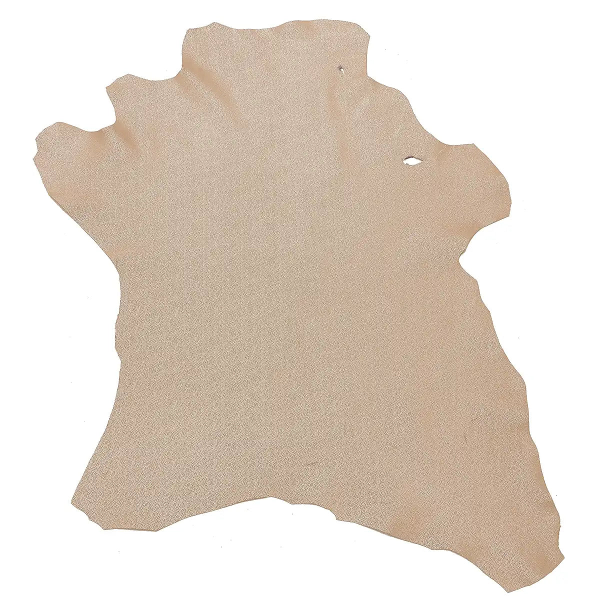 Peau entière en cuir de chèvre velours beige avec petits points dorés. Cuir classé 2ème choix car présence d'imperfection sur la peau.