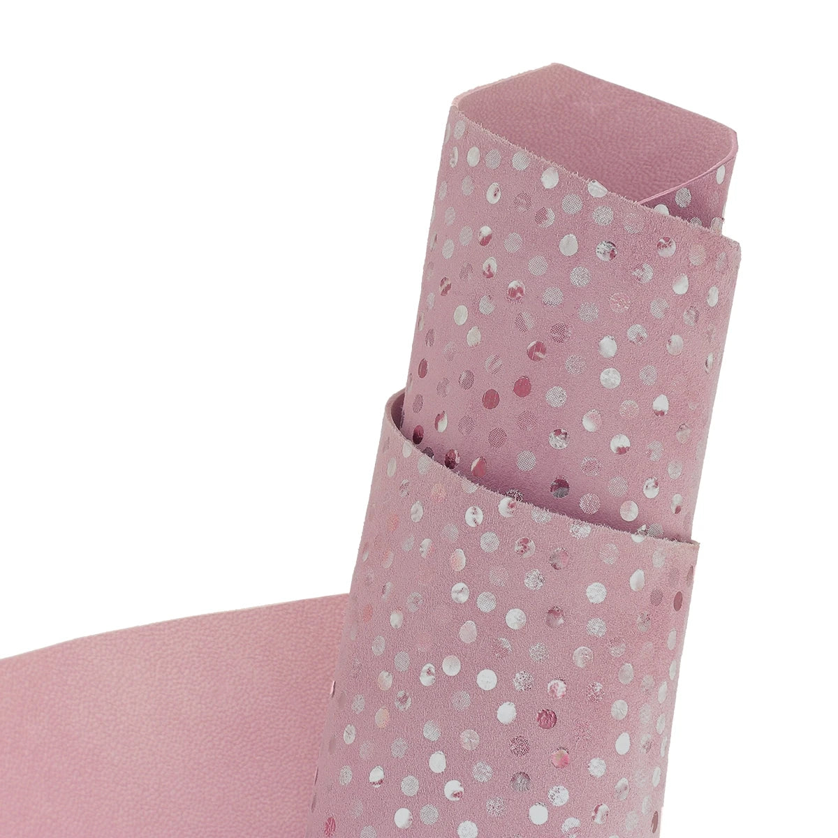 Peau de cuir de chèvre velours couleur rose violine au motif à pois argenté. Cuir doux et souple idéal pour réaliser des bourses, décoration, accessoire...
