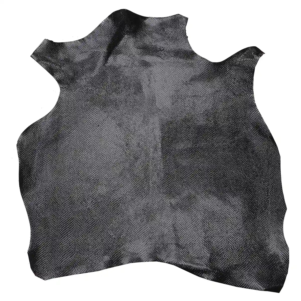 Peau entière en cuir de chèvre velours fantaisie noir à motif écailles