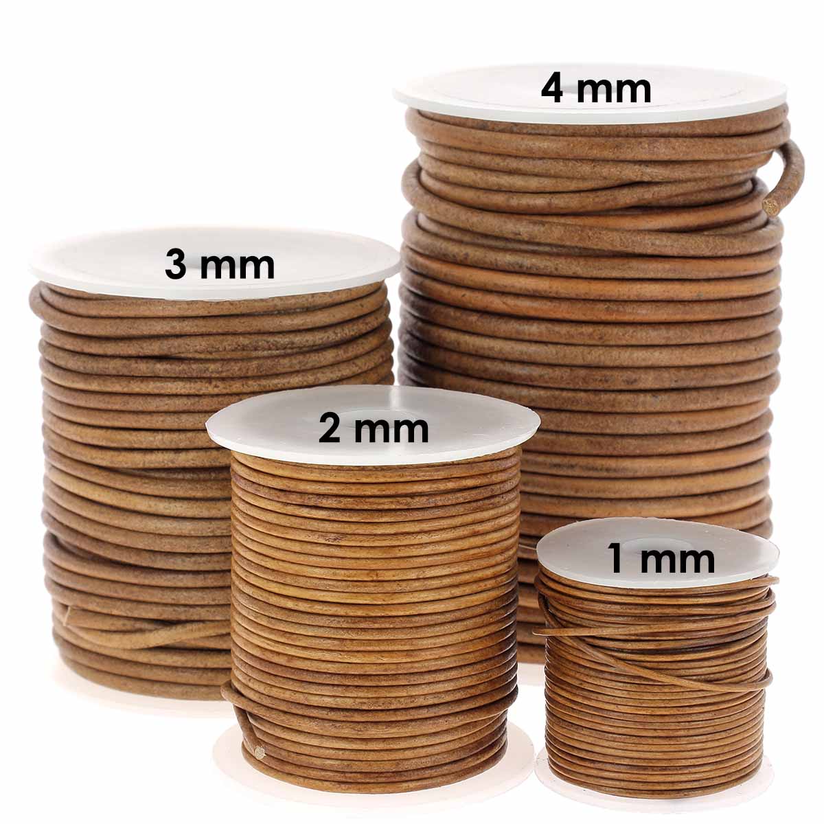 Bobines de Lacet en cuir teinté Rond - TAN