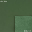 Cuir nappa vert. Cuir lisse, fin et souple idéal pour la confection de maroquinerie, sac, porte-cartes, portefeuille, décoration et accessoire