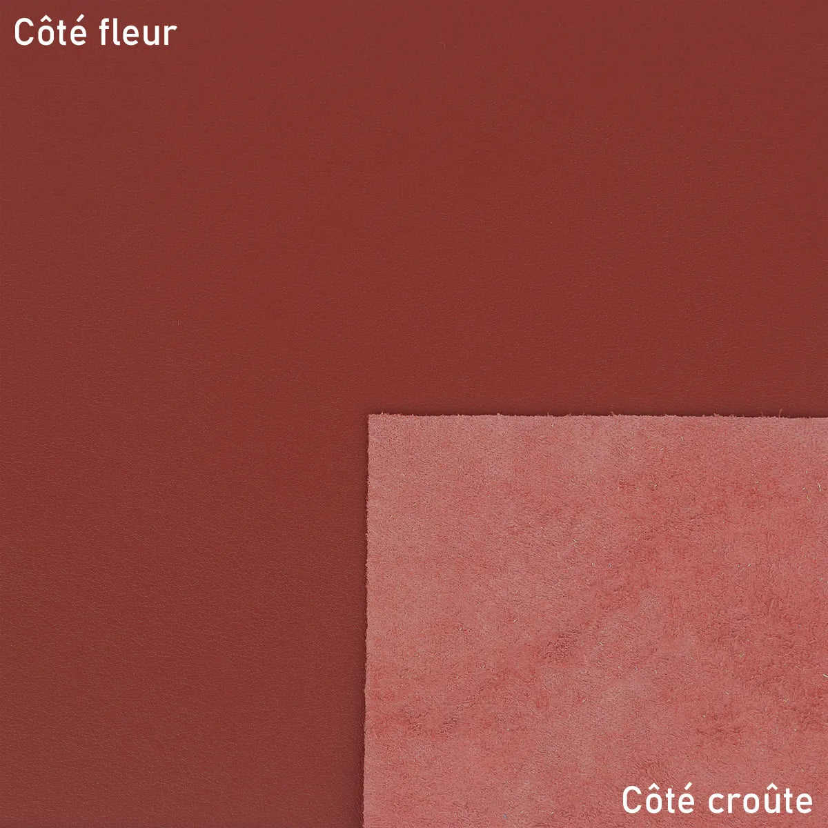 Cuir de veau nappa lisse marron brique. Peau de cuir nappa en gamme suivie pour continuité de vos collections.