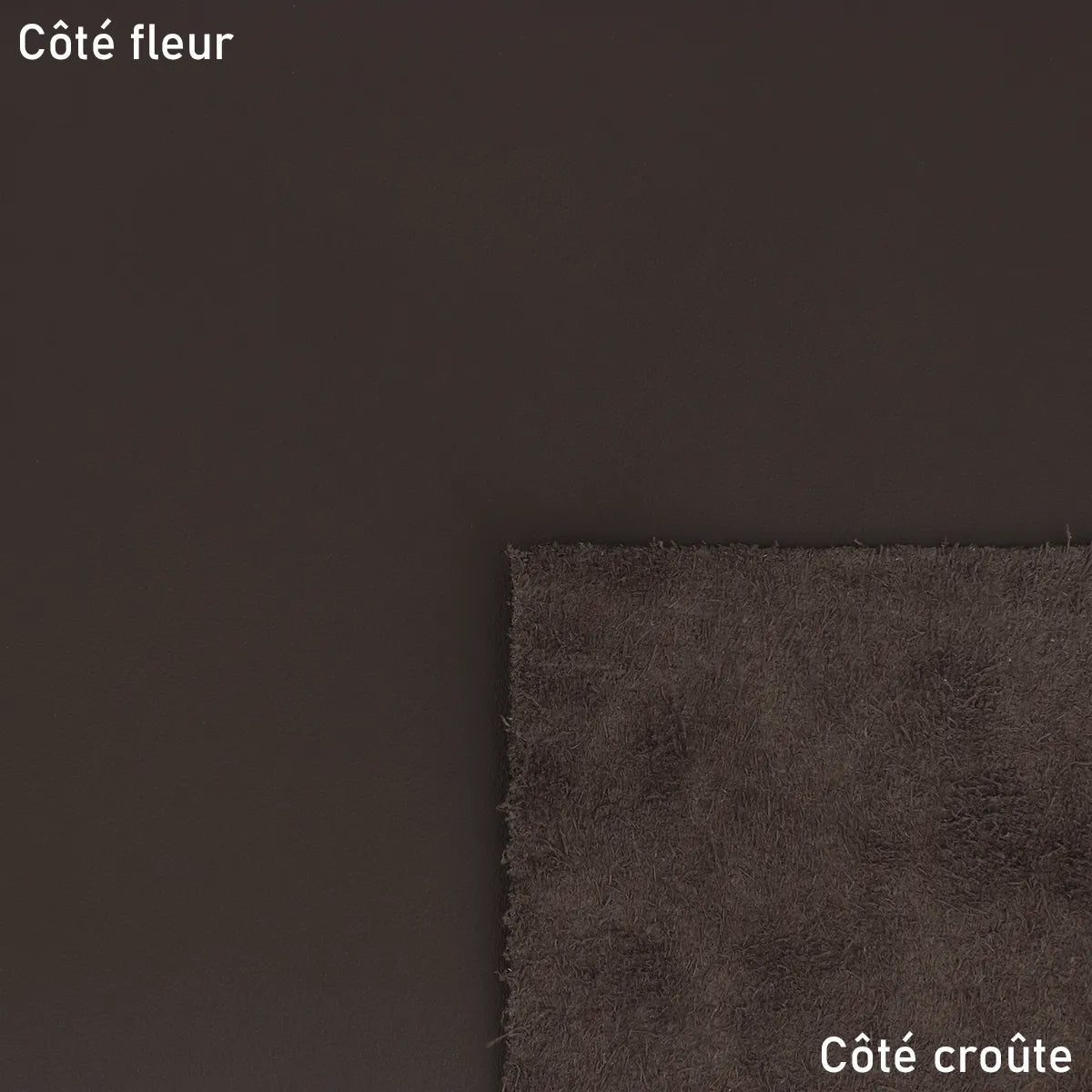 Cuir de veau nappa marron foncé idéal pour la création de petite maroquinerie, étui de téléphone...