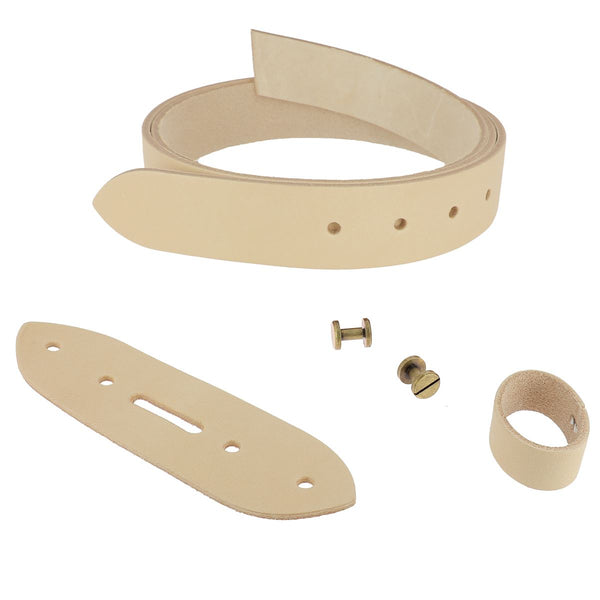 DIY kit - Seamless leather belt - NATURAL - Thickness 3.5mm - Aged Brass Chicago screw