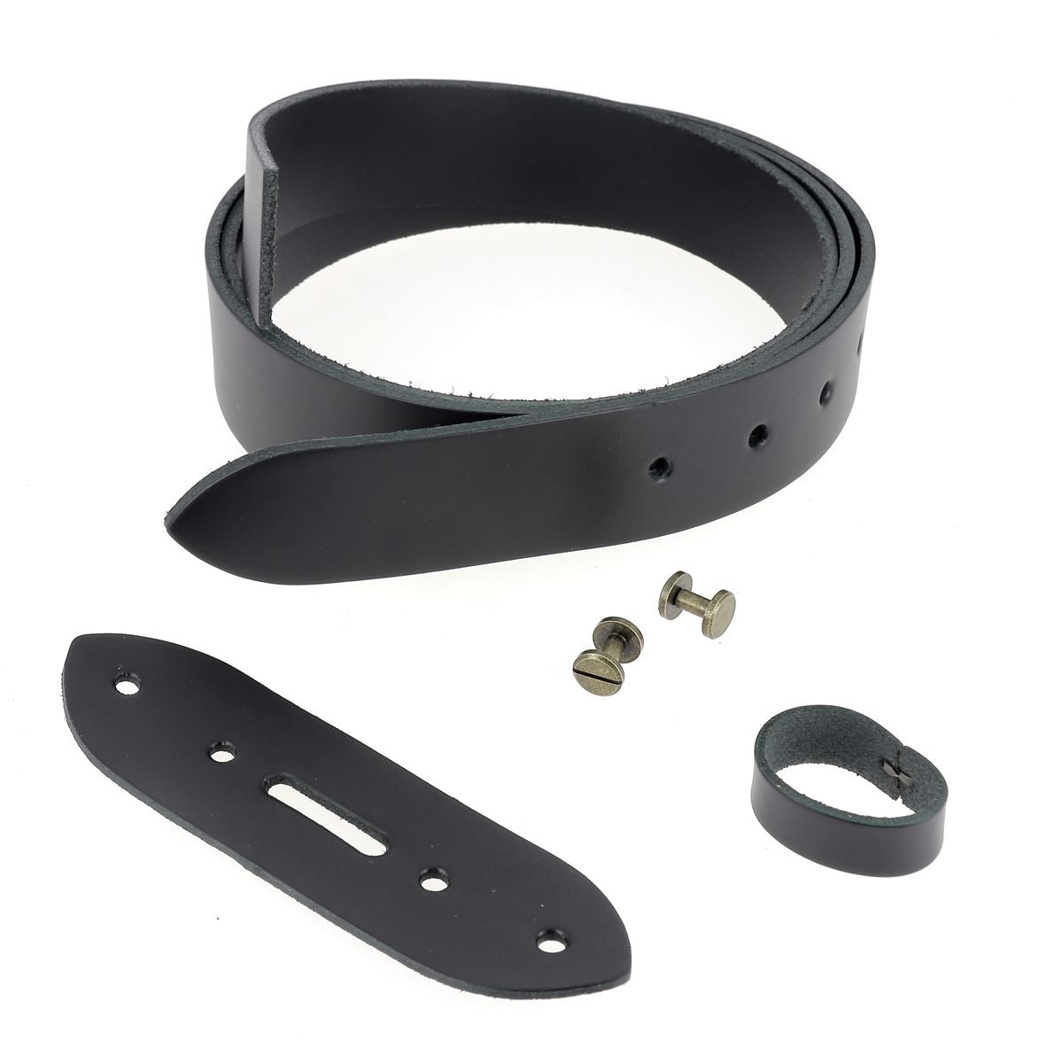 Kit DIY - Ceinture en cuir sans couture - NOIR - Épaisseur 3,1mm - Vis chicago Laiton Vieilli