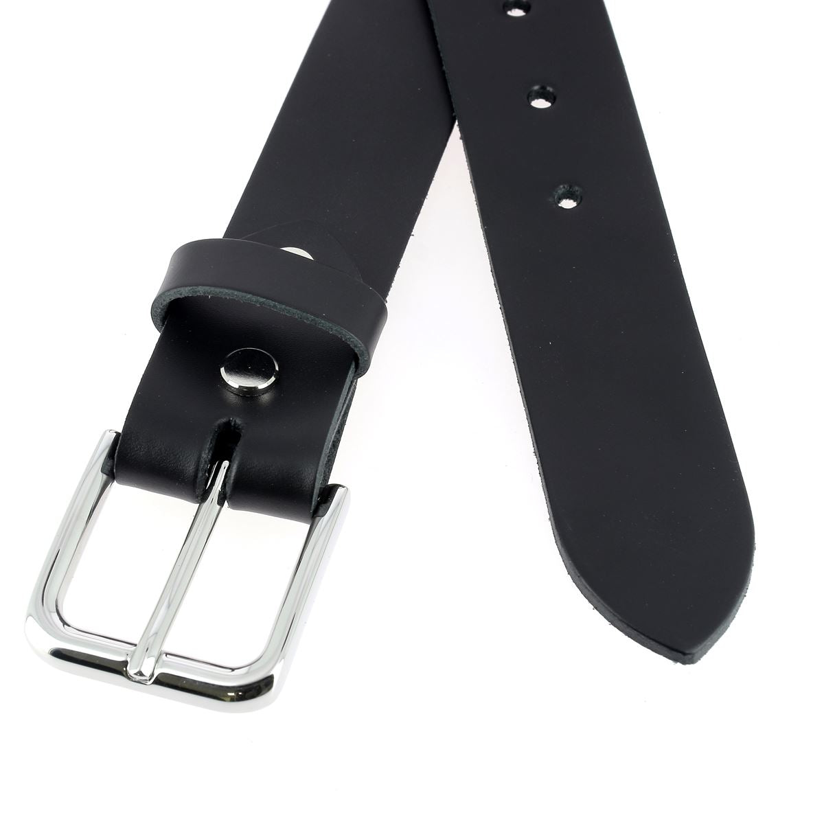 Kit DIY - Ceinture en cuir sans couture - NOIR - Épaisseur 3,1mm - Vis chicago Nickelé