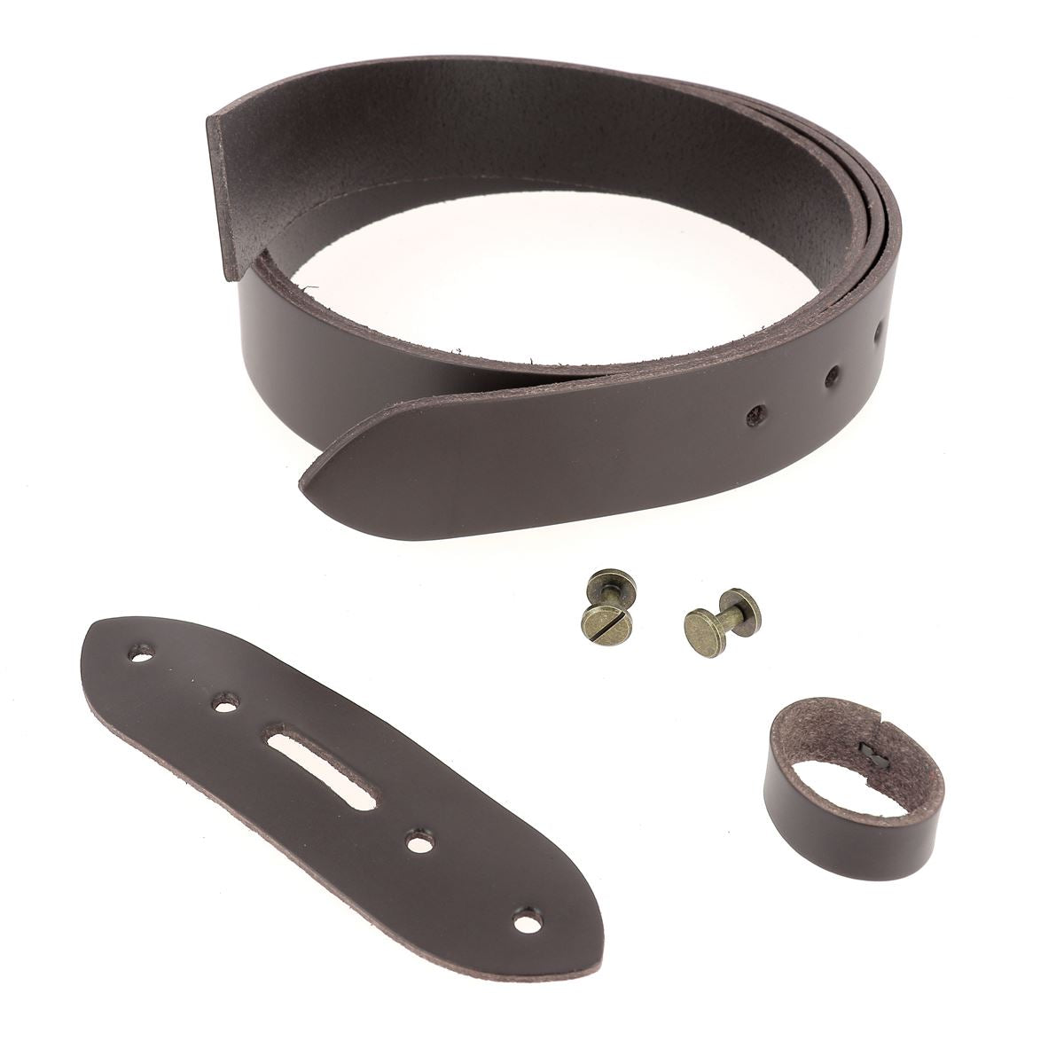 Kit DIY - Ceinture en cuir sans couture - CHOCOLAT - Épaisseur 3,1mm - Vis chicago Laiton Vieilli