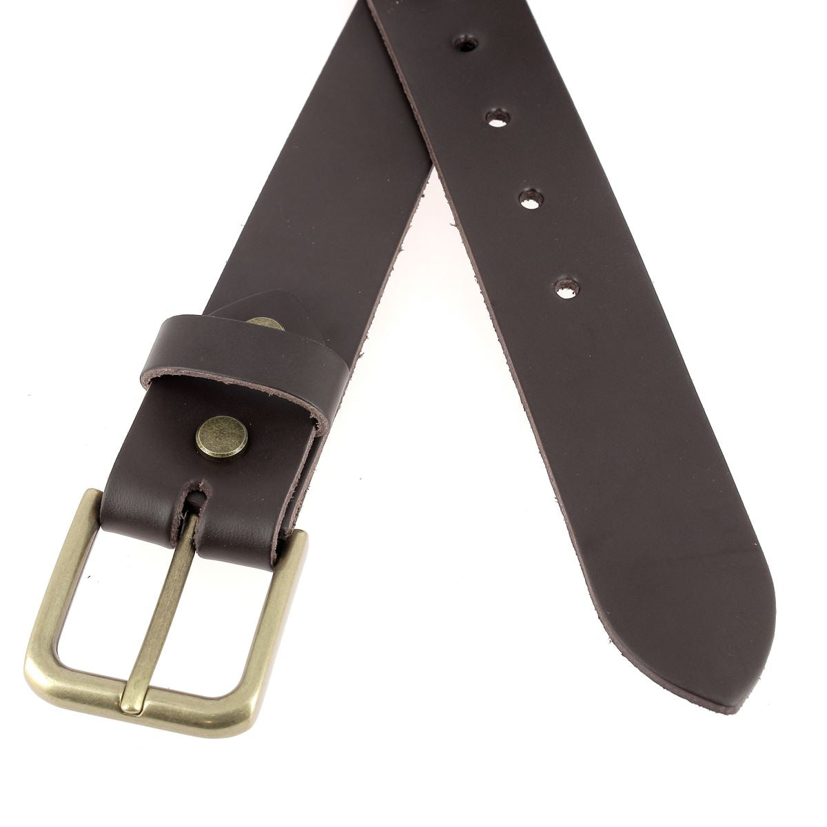 Kit DIY - Ceinture en cuir sans couture - CHOCOLAT - Épaisseur 3,1mm - Vis chicago Laiton Vieilli