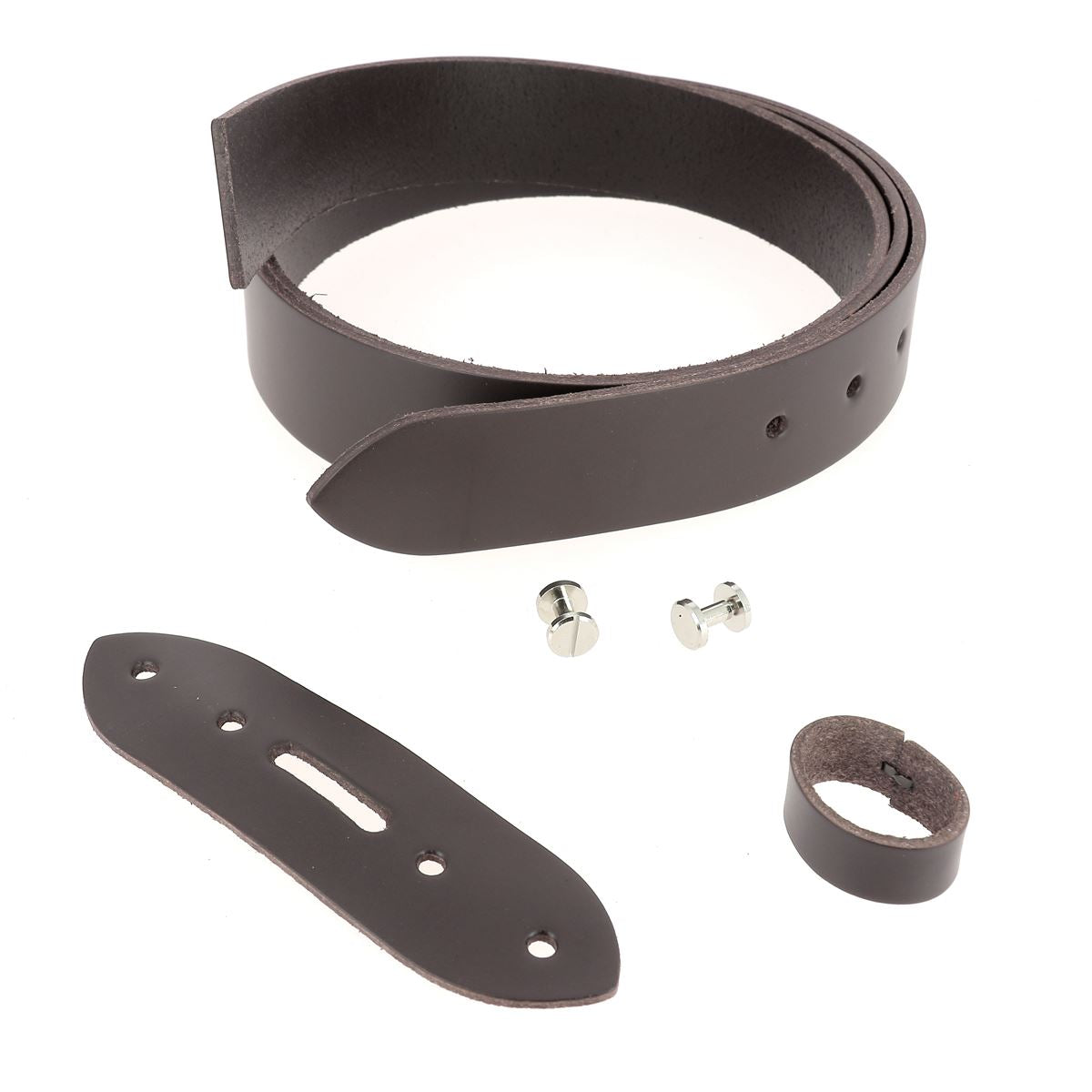 Kit DIY - Ceinture en cuir sans couture - CHOCOLAT - Épaisseur 3,1mm - Vis chicago Nickelé