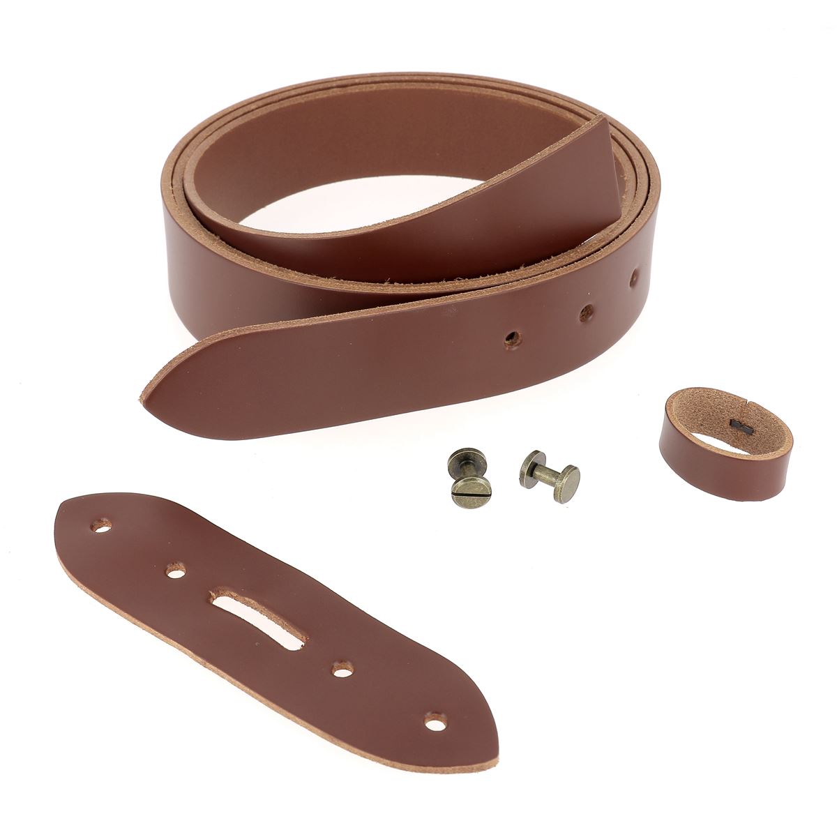 Kit DIY - Ceinture en cuir sans couture - NOISETTE - Épaisseur 3,1mm - Vis chicago Laiton Vieilli