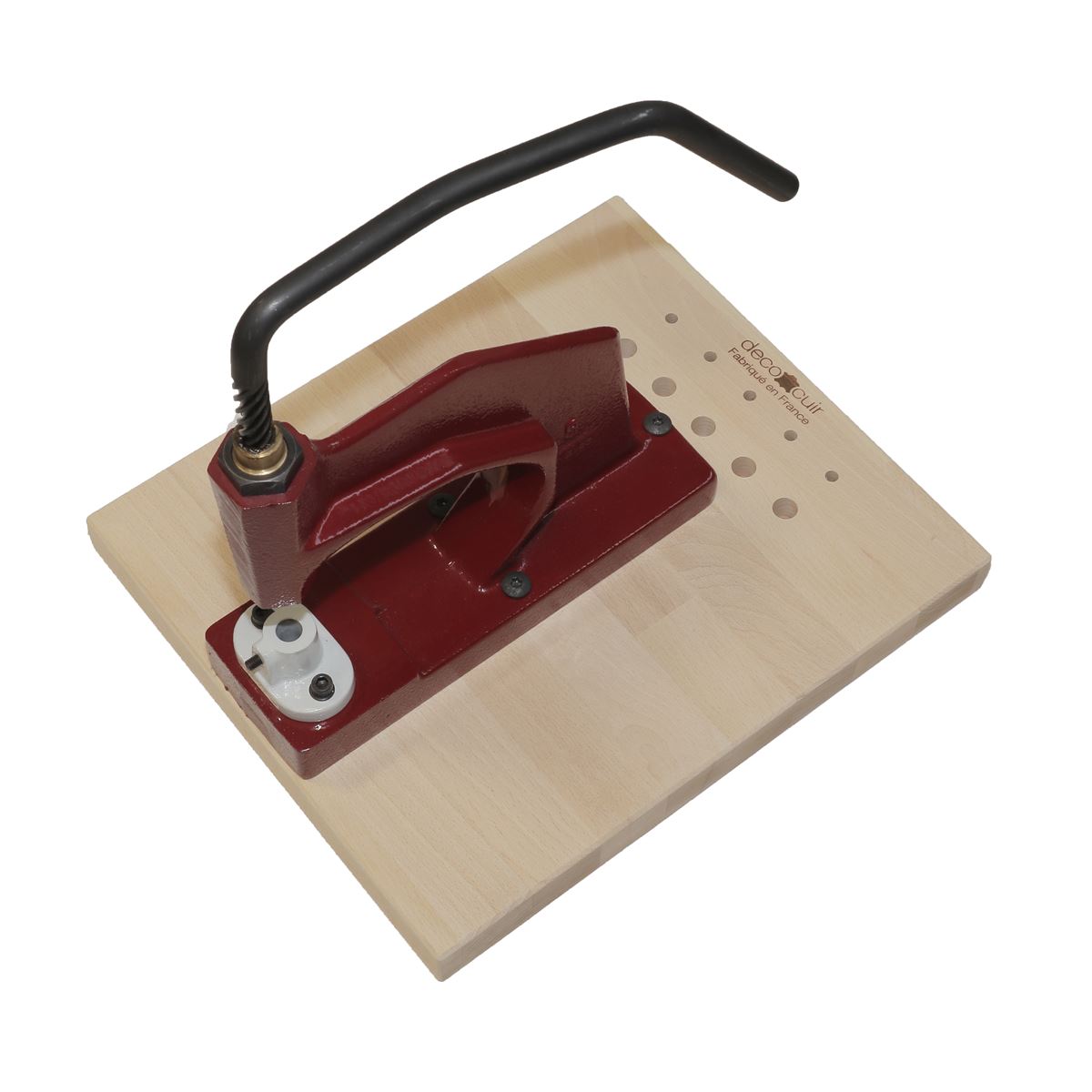 Presse d'établi livrée sur son socle en bois (N) - Deco Cuir