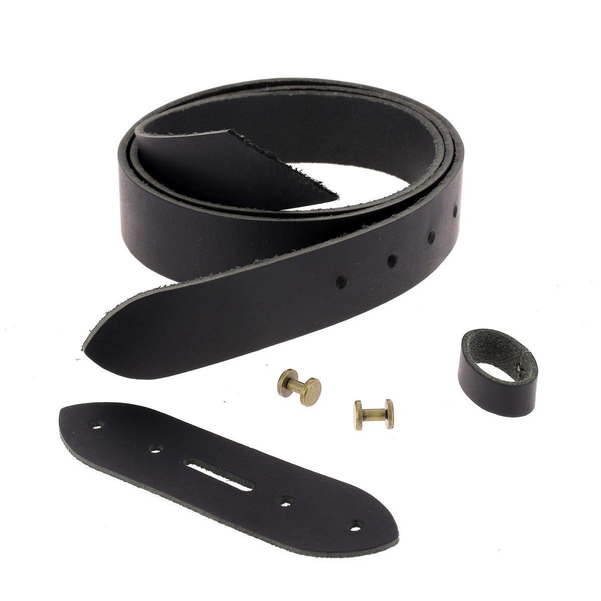 Kit DIY - Ceinture en cuir sans couture - NOIR - Vis chicago Laiton Vieilli