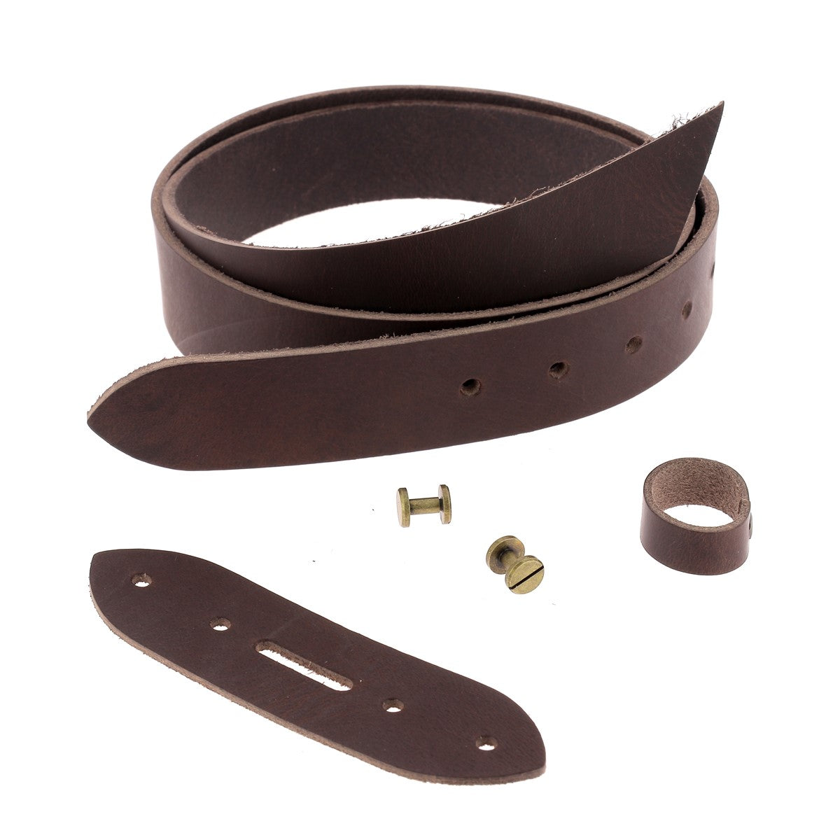 Kit DIY - Ceinture en cuir sans couture - MARRON - Vis chicago Laiton Vieilli