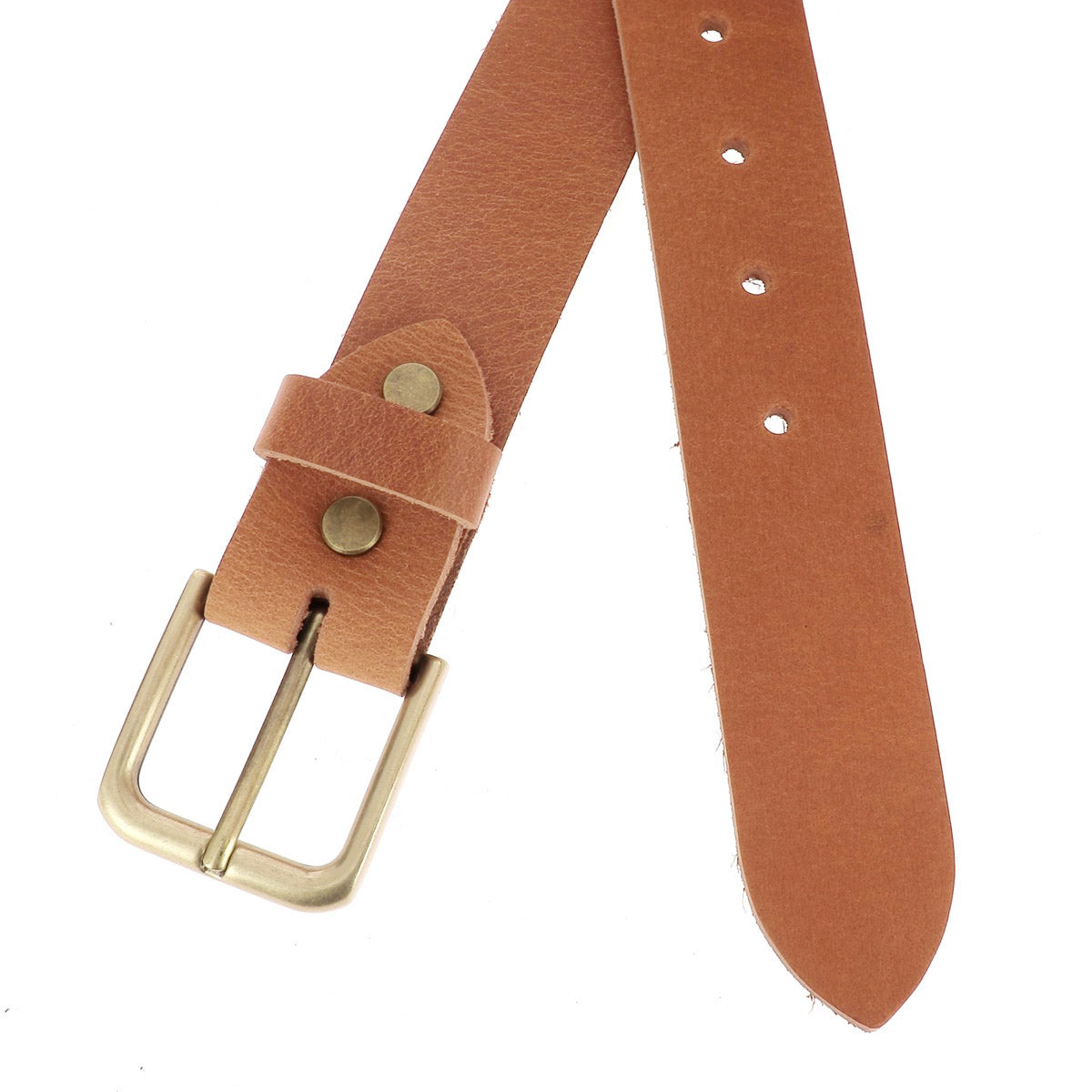 Kit DIY - Ceinture en cuir sans couture - COGNAC - Vis chicago Laiton Vieilli