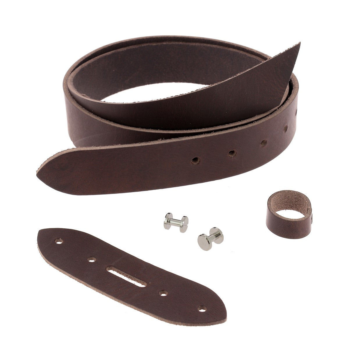Kit DIY - Ceinture en cuir sans couture - MARRON - Vis chicago Nickelé