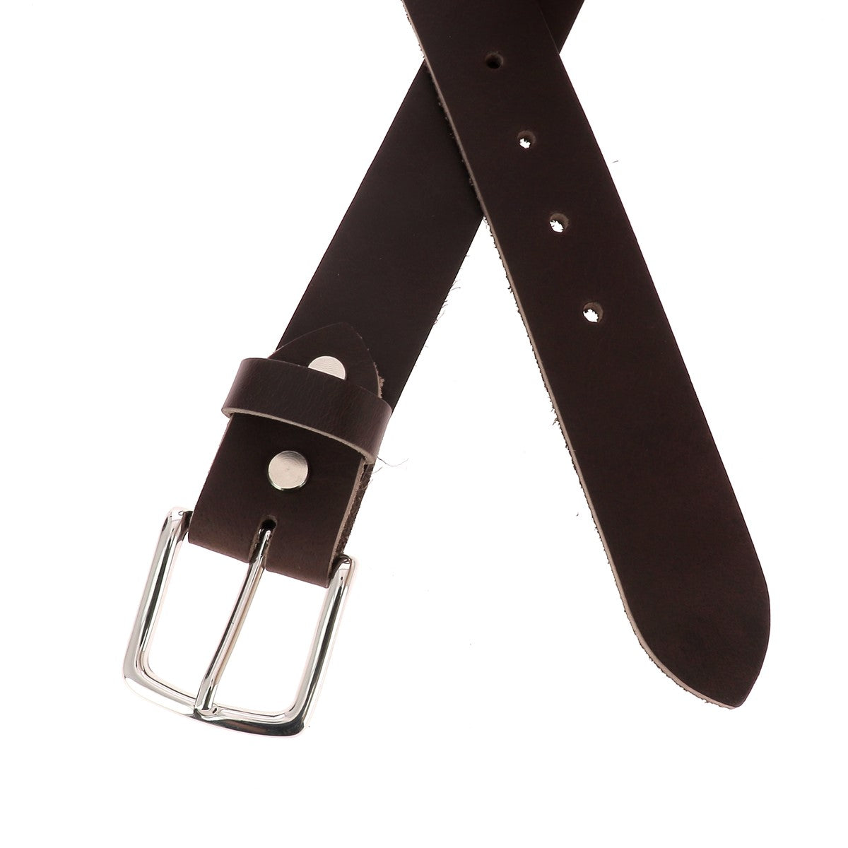 Kit DIY - Ceinture en cuir sans couture - MARRON - Vis chicago Nickelé