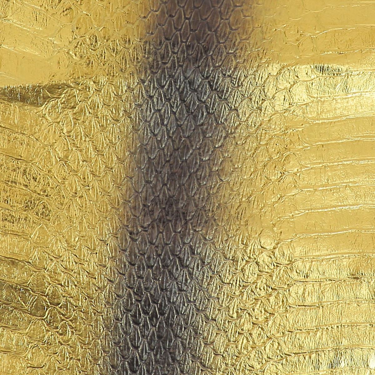 Peau de cuir de serpent Élaphe dorsale NOIRE - OR