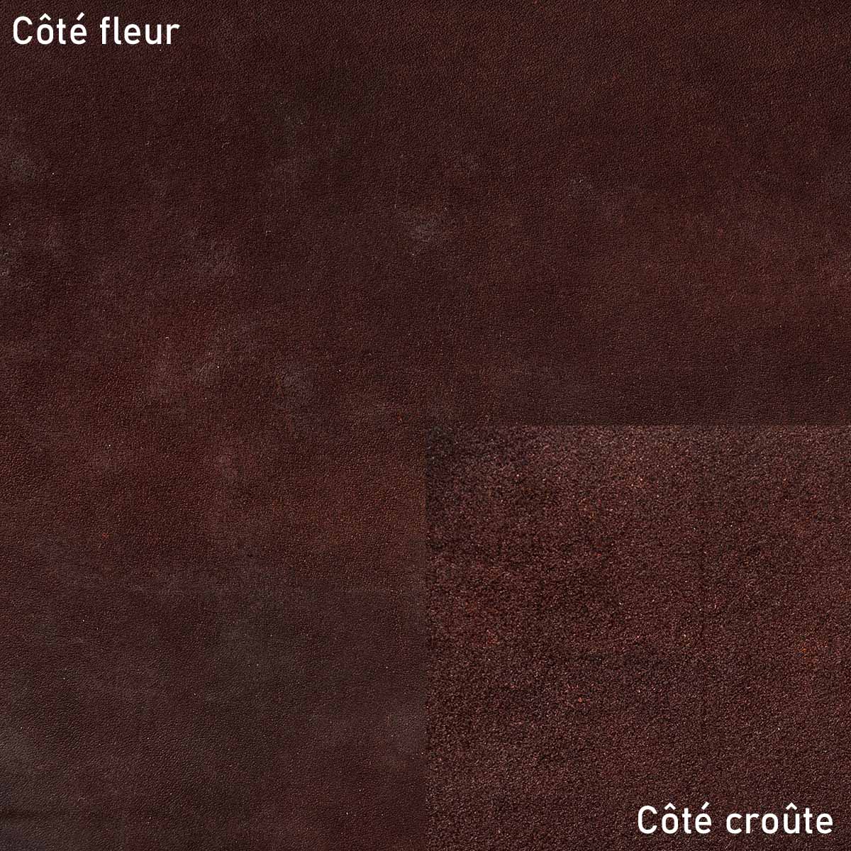 Cuir de croupon pré-étiré tannage végétal BOYOMA - Radermecker - CHOCOLAT - Ép 5,3mm