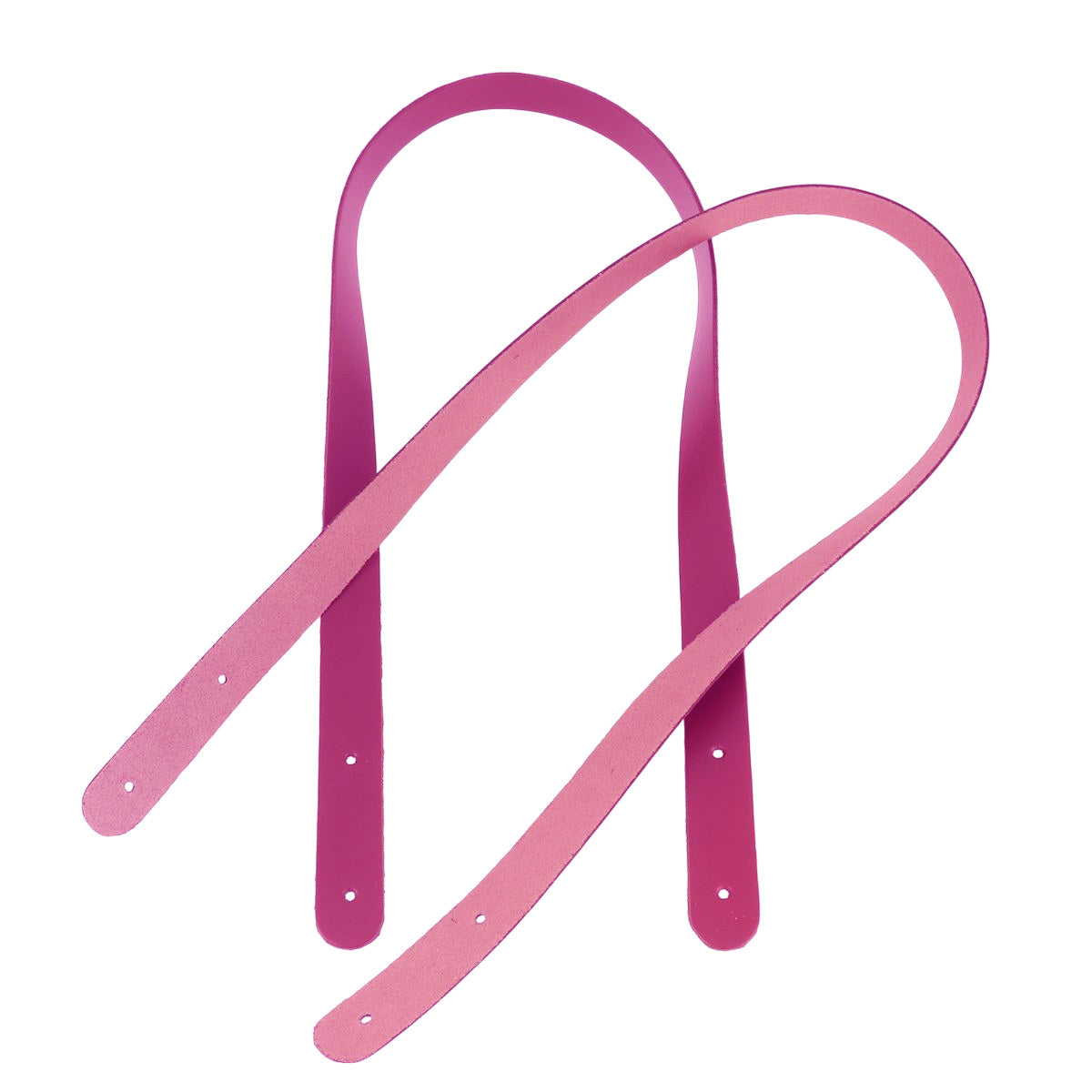 Paire de anses en cuir pour sac rose framboise