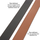 Ceinture cousue en cuir de croupon tannage végétal - MARRON