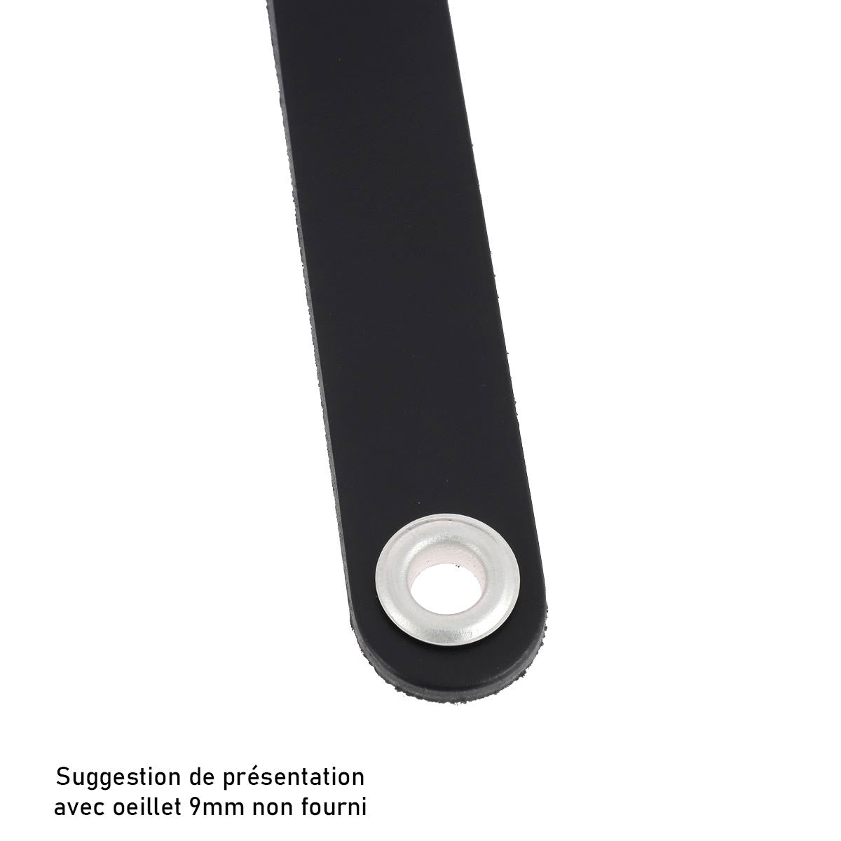 Anse en cuir avec trous diamètre 10mm - Largeur 25mm - Longueur 75cm - NOIR