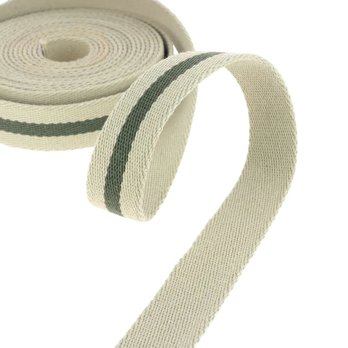 Sangle synthétique - BEIGE & KAKI - Largeur 28mm - Bobine de 5 mètres
