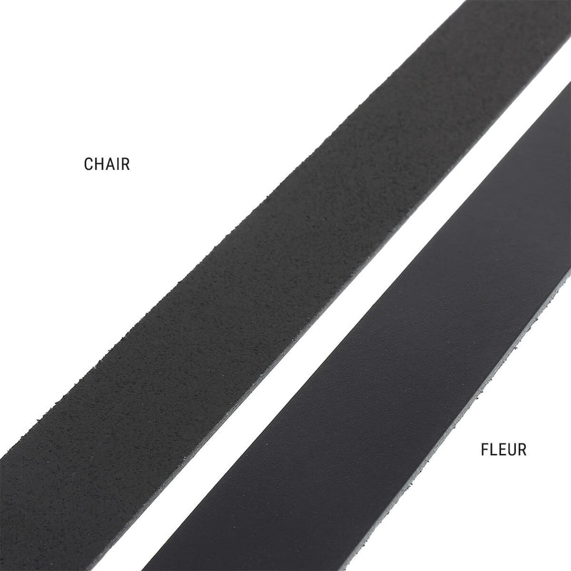 Vegetable tanned collar leather strap - BLACK - Thickness 2.5mm