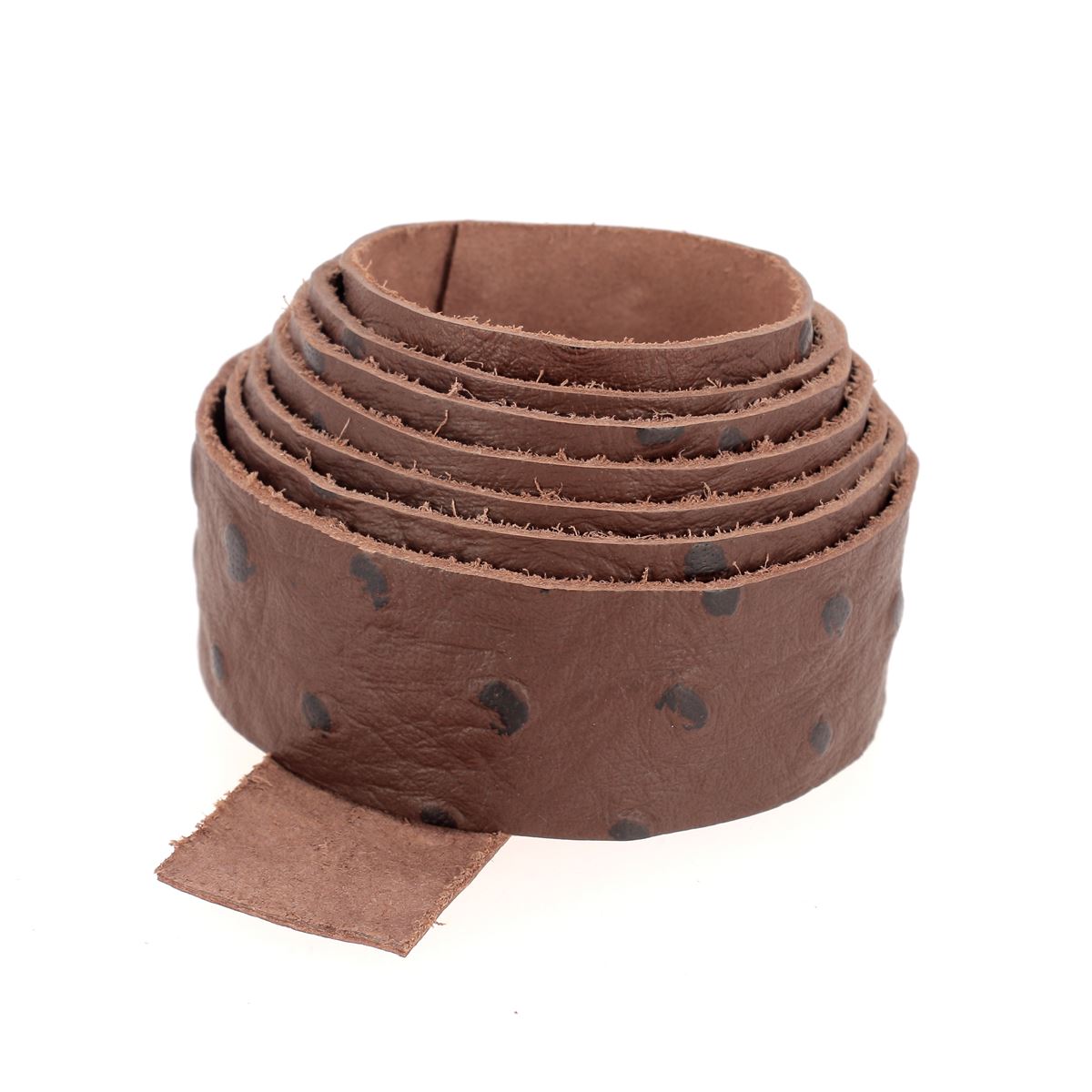 Sangle en cuir de veau imitation autruche - MARRON M81