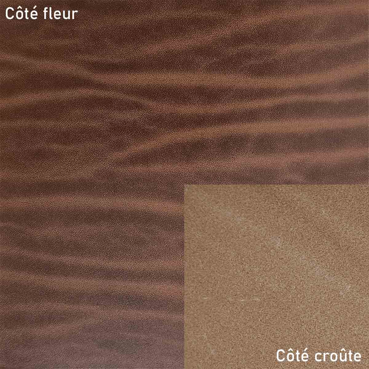 Morceau de cuir de collet tannage végétal SAUVAGE - NOISETTE