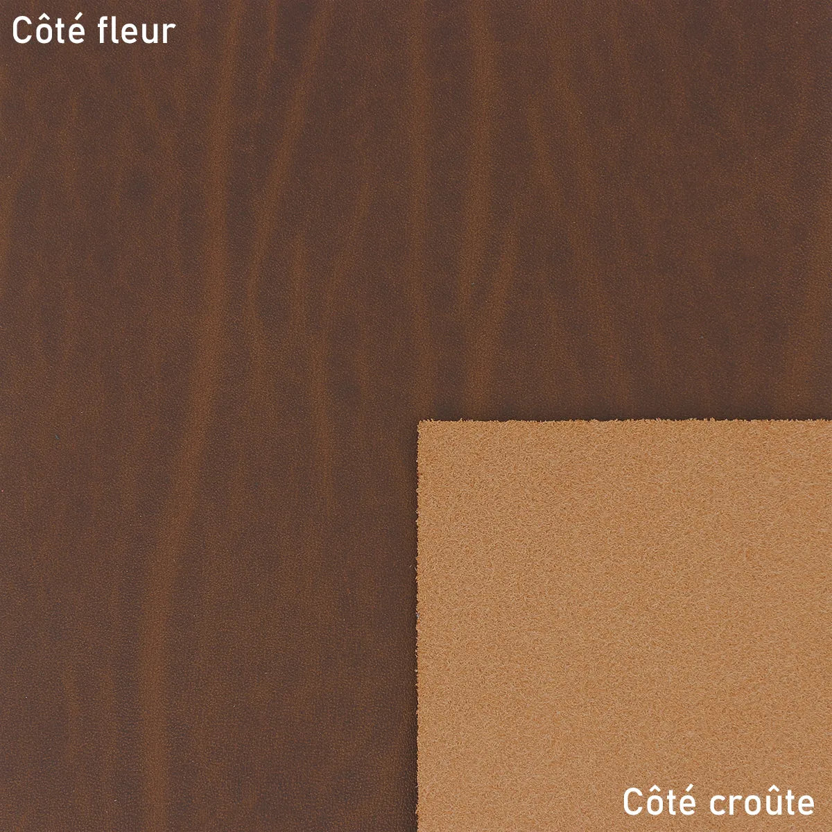 Morceau de cuir tannage végétal SAUVAGE MAT - Châtaigne SAU9 - Deco cuir