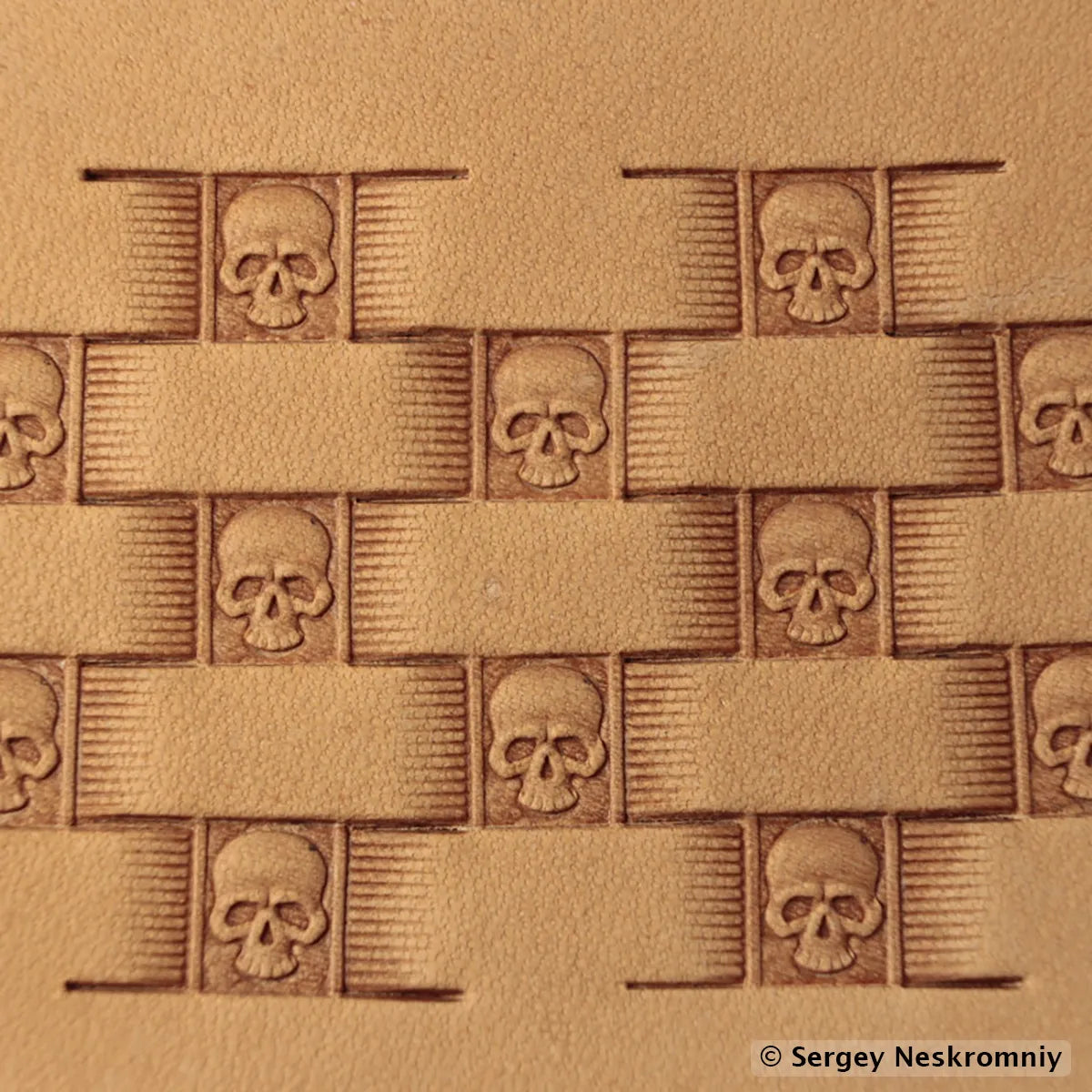 Matoir cuir Sergey Neskromniy n° 281 - Basketweave tête de mort