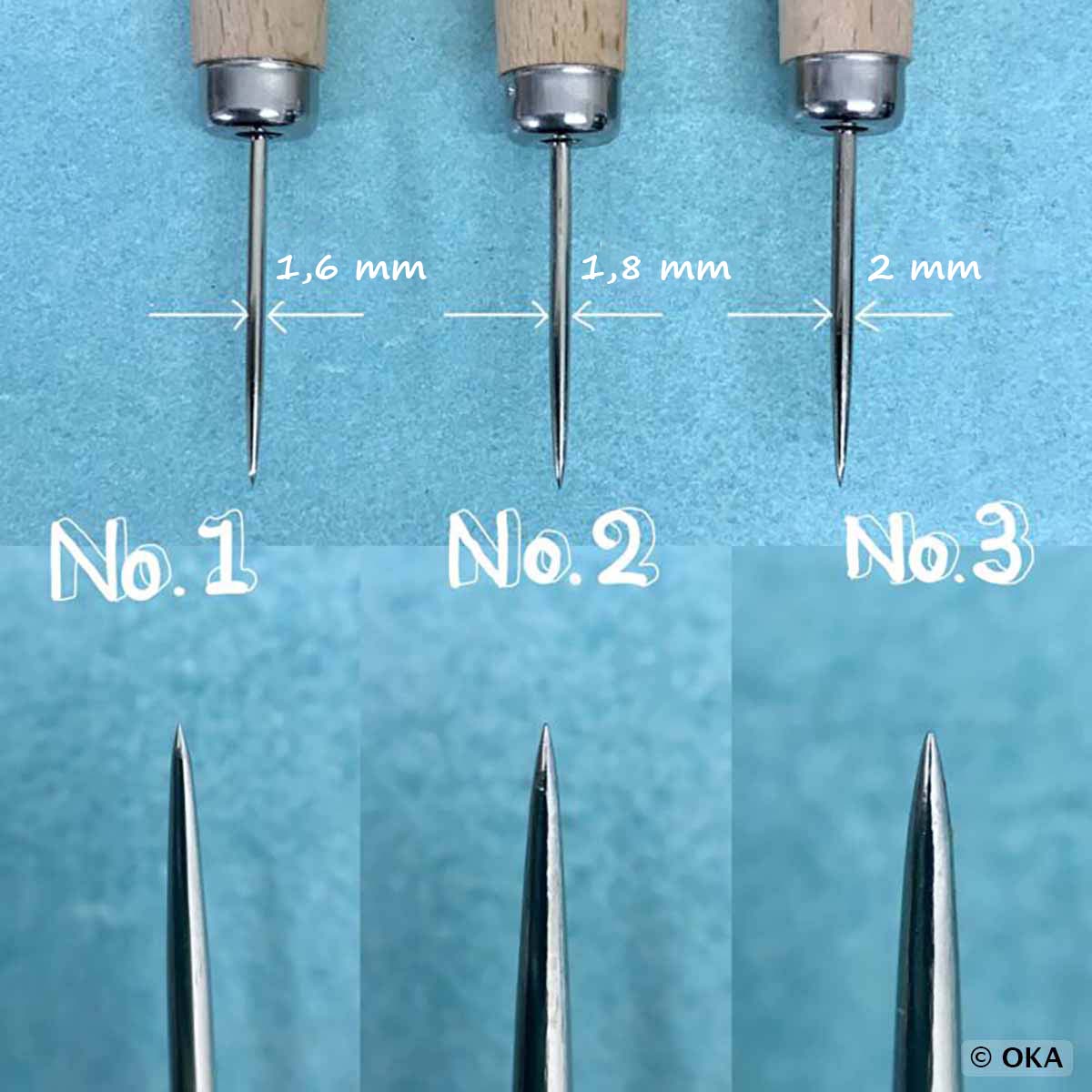 Alênes rondes OKA - Fabriquées au Japon - Tailles 1, 2 et 3
