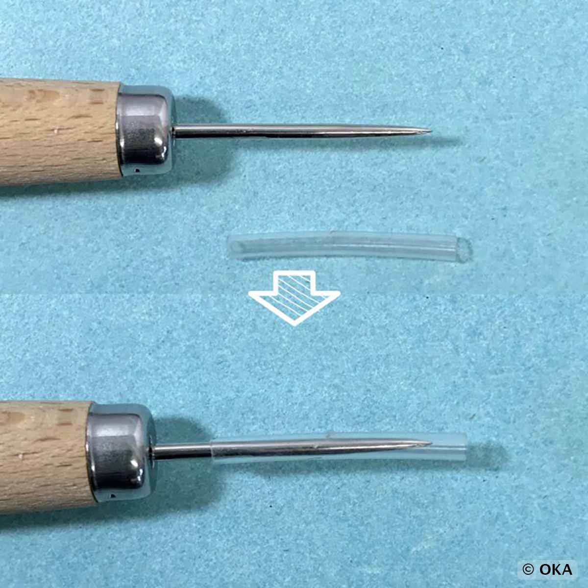 Alêne ronde OKA avec capuchon pour protéger la lame ronde