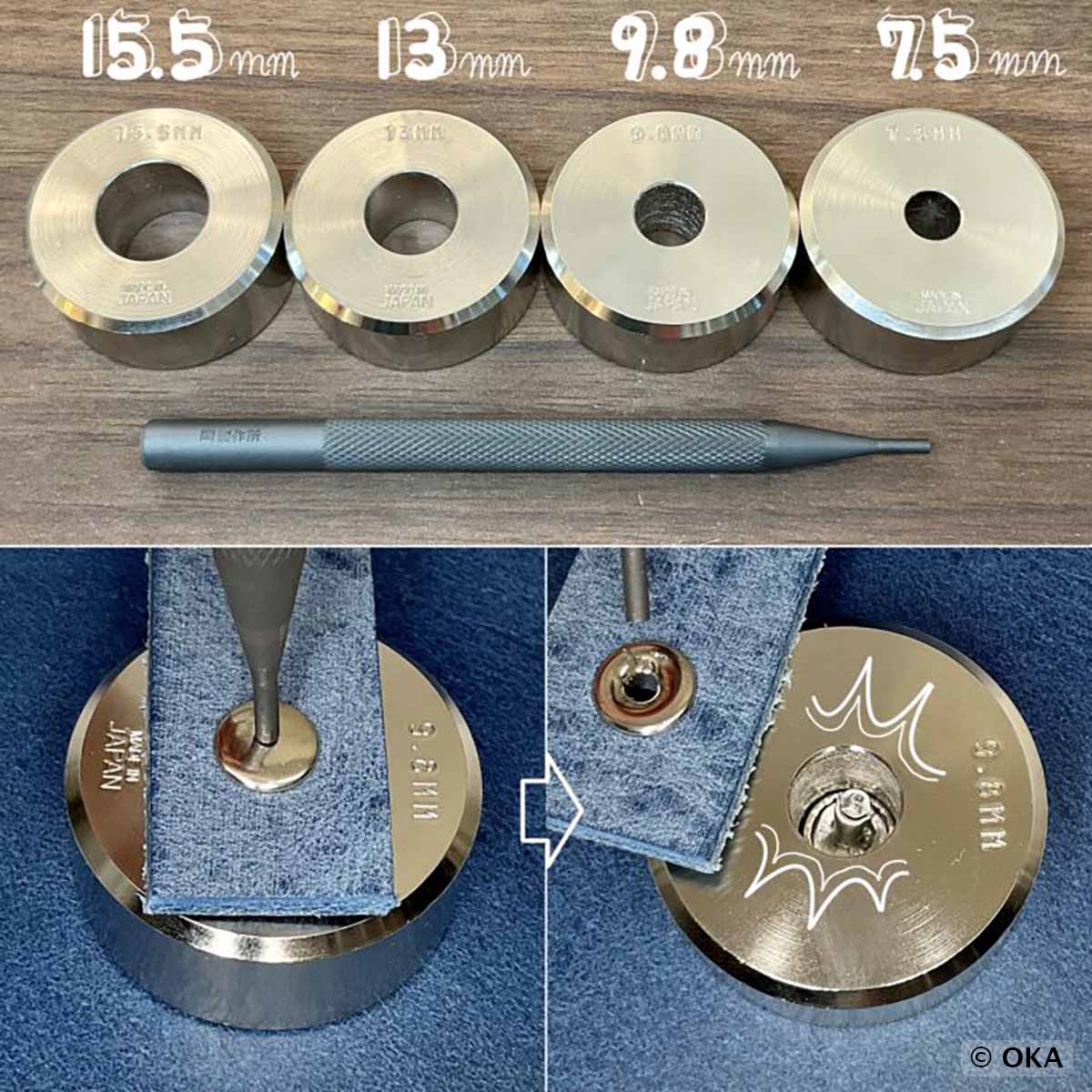 Enclumes pour retirer les boutons pression et rivets - Oka