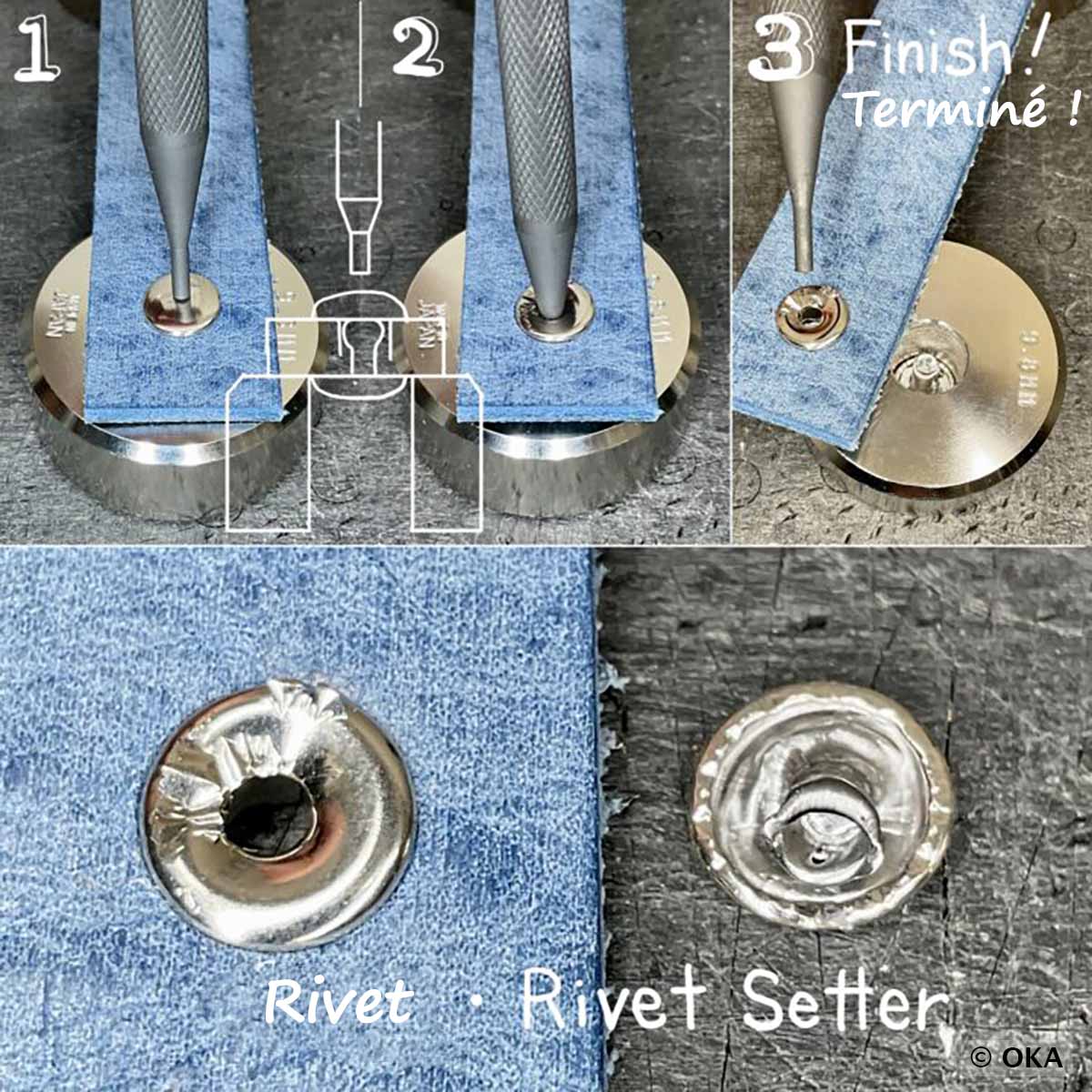 Outils pour enlever un rivet mal posé - Oka Japon