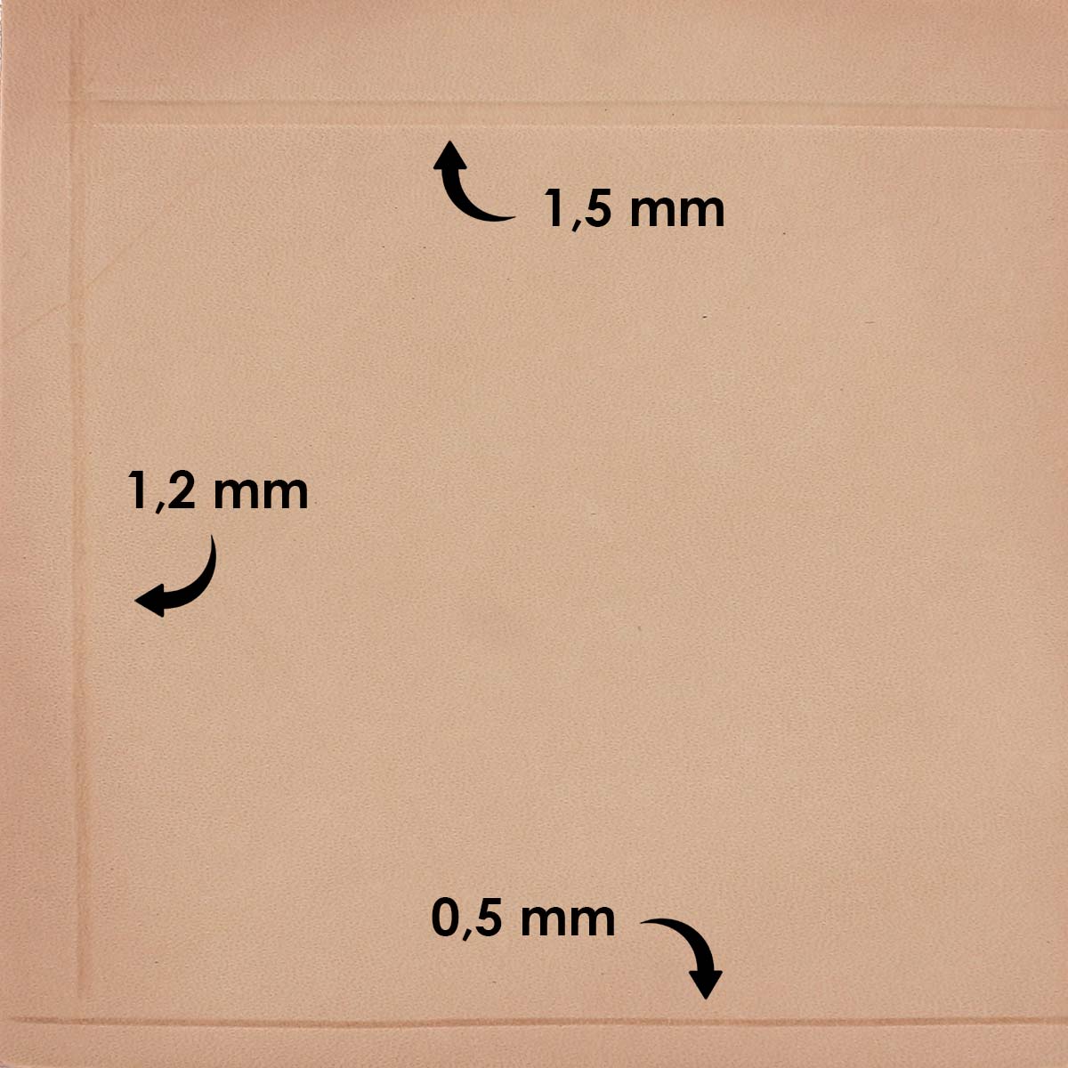 Différents traits réalisés avec le fer à filet de maroquinier ajustable