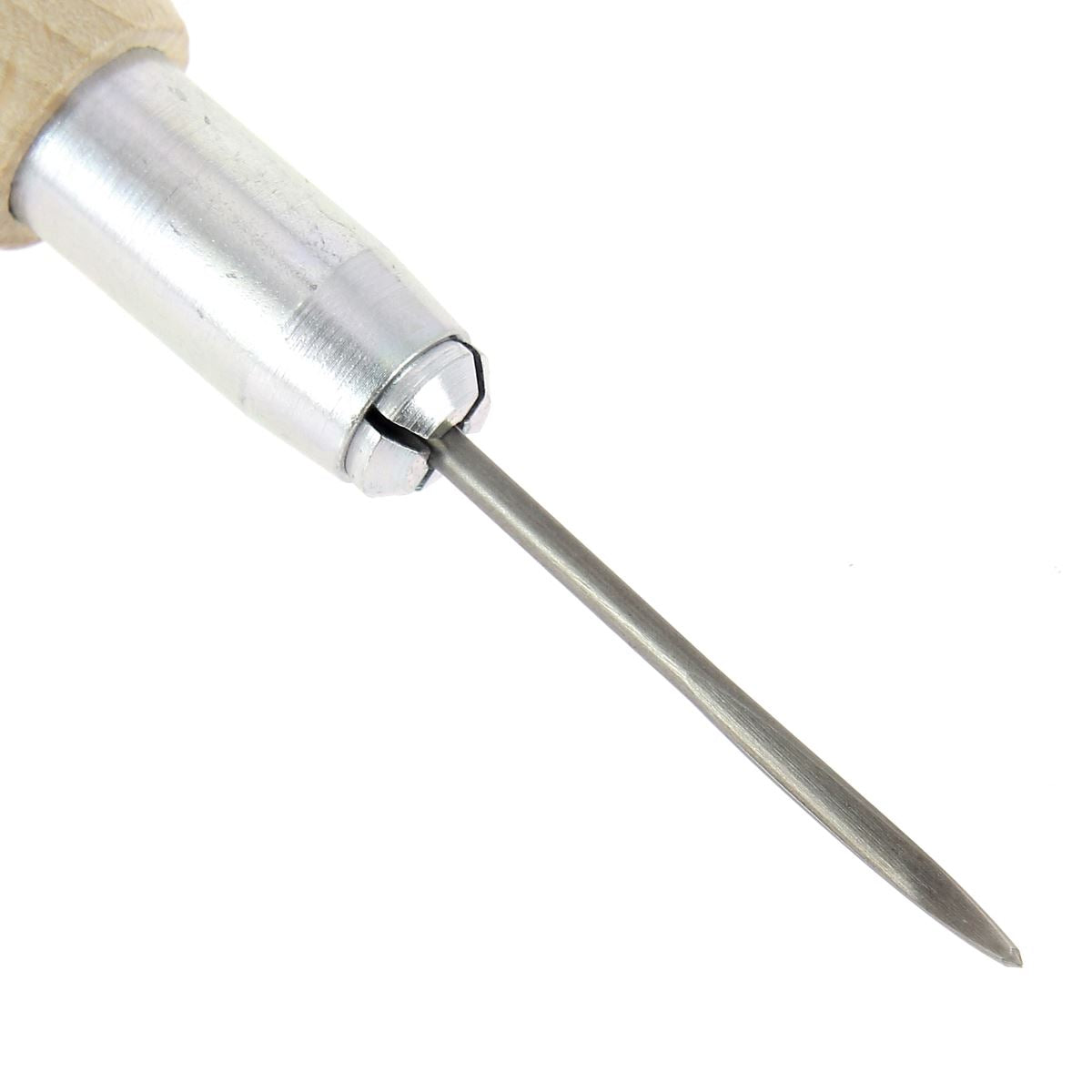 Lame d'alêne incurvée montée sur un manche à vis pour couture ou laçage du cuir