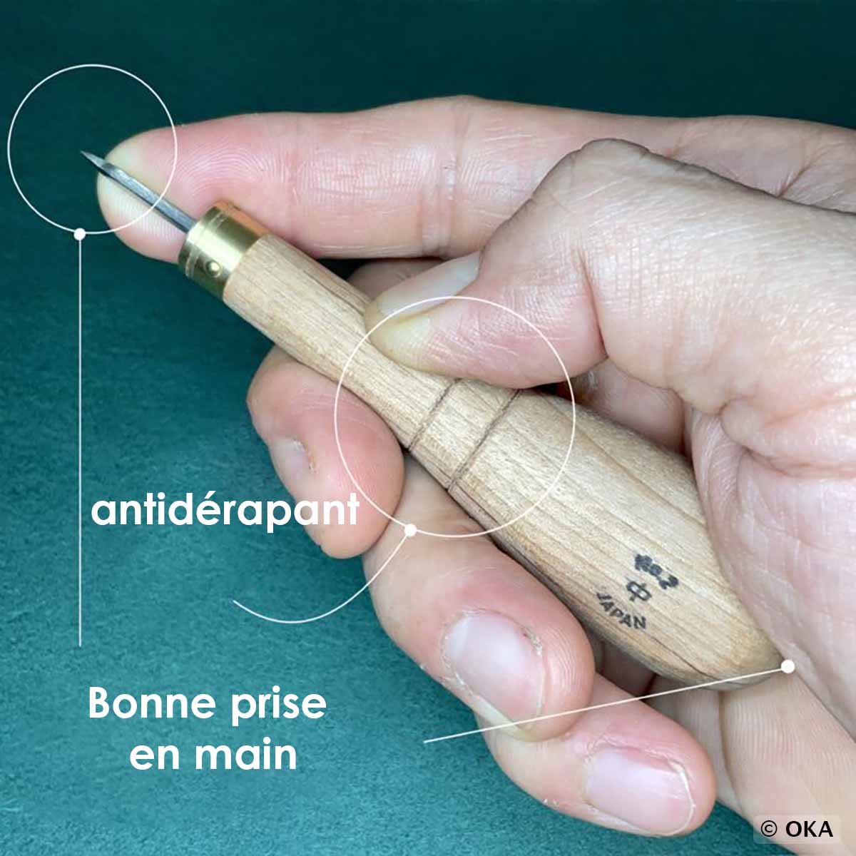 Alêne aux pinces PRO pour cuir - Oka - Bonne prise en main