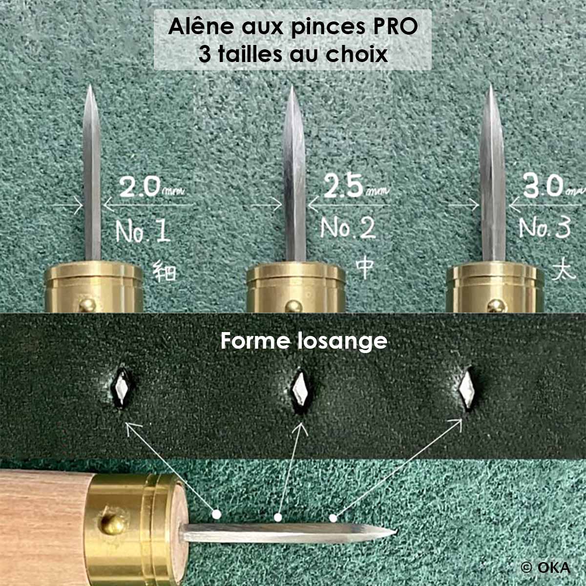 Gamme alênes aux pinces PRO pour cuir - Oka - Forme losange
