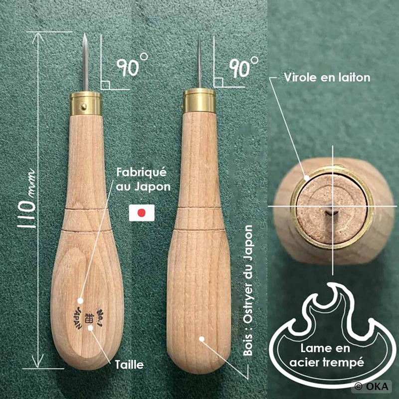 Alêne aux pinces PRO pour cuir - Oka - fabriqué au Japon