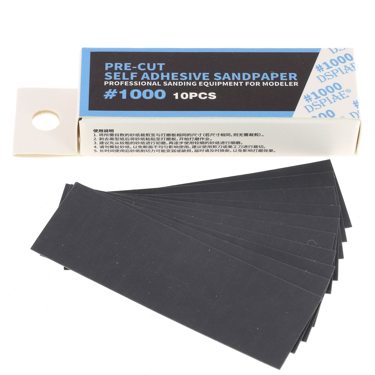 Boite de 10 feuilles de papier de verre 25x75mm - Grain 1000